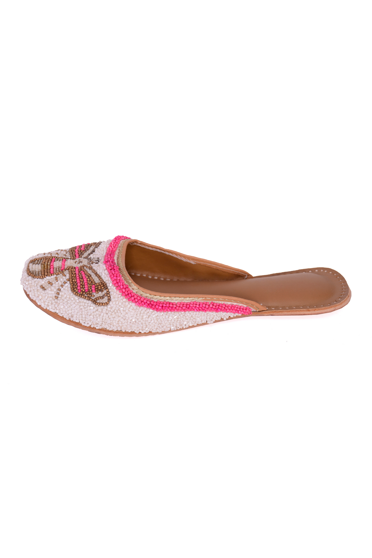 Queenbee jutti in white and pink