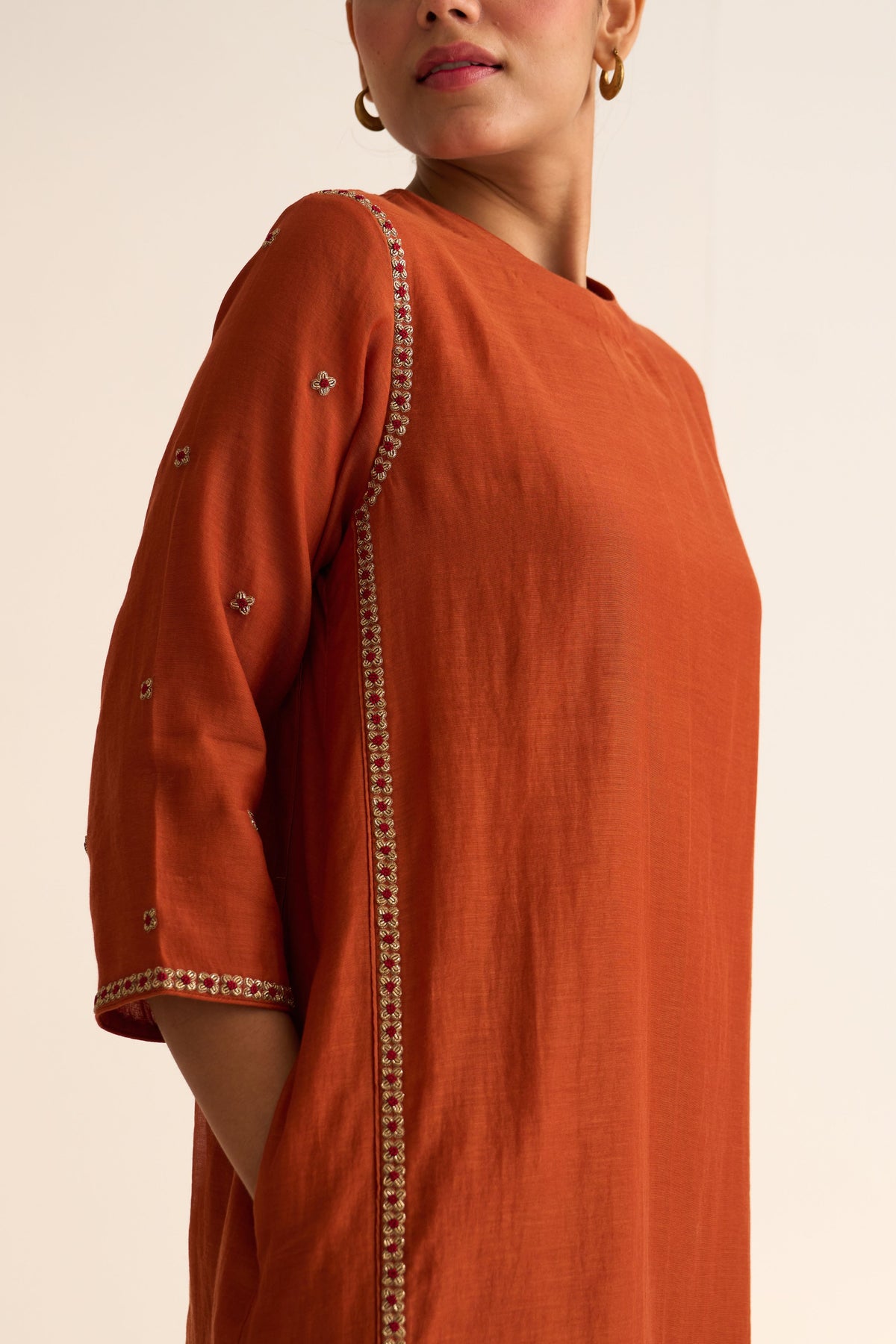 Gulnaar Rust Orange Kurta