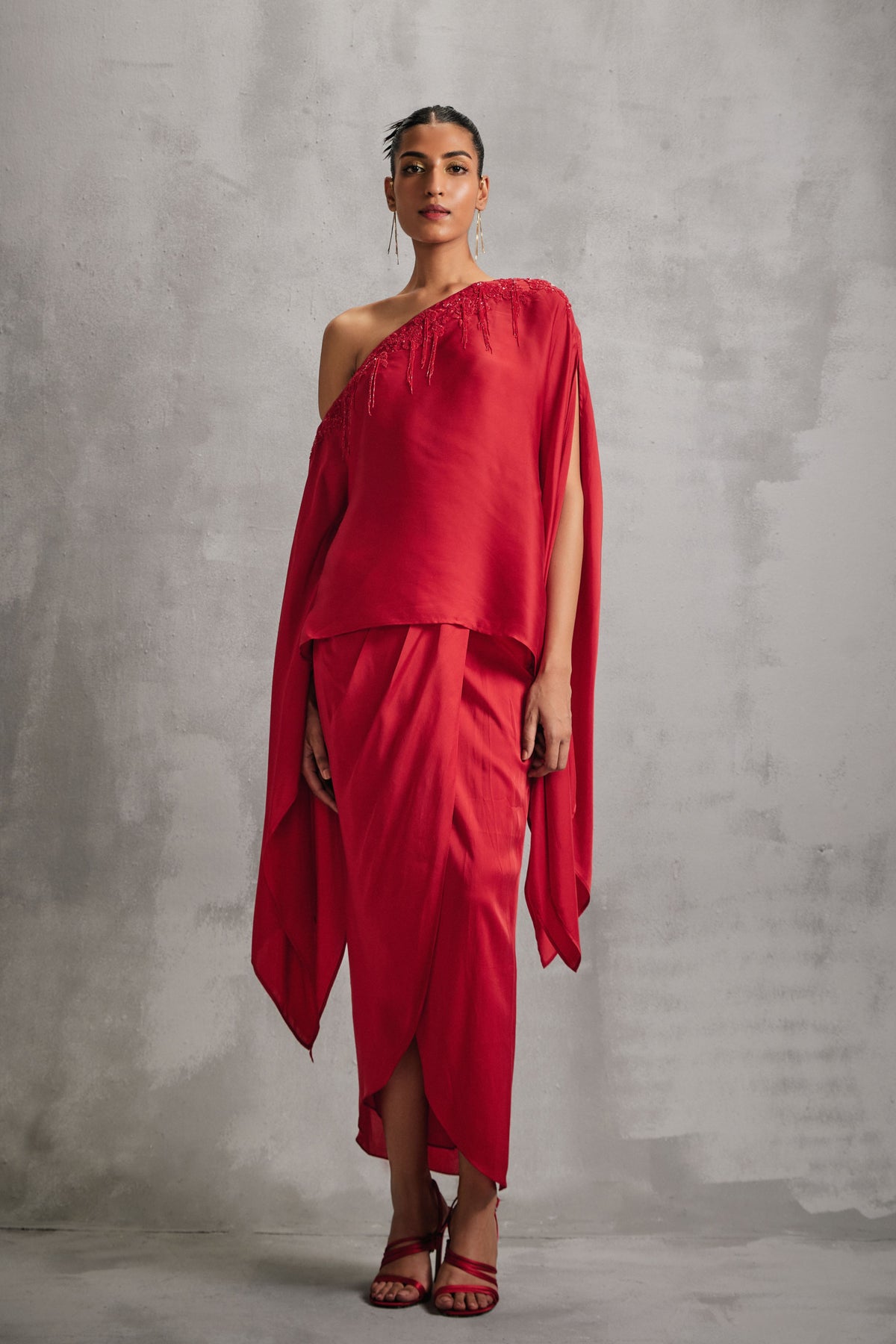 Rosette Cape With Draped Skirt