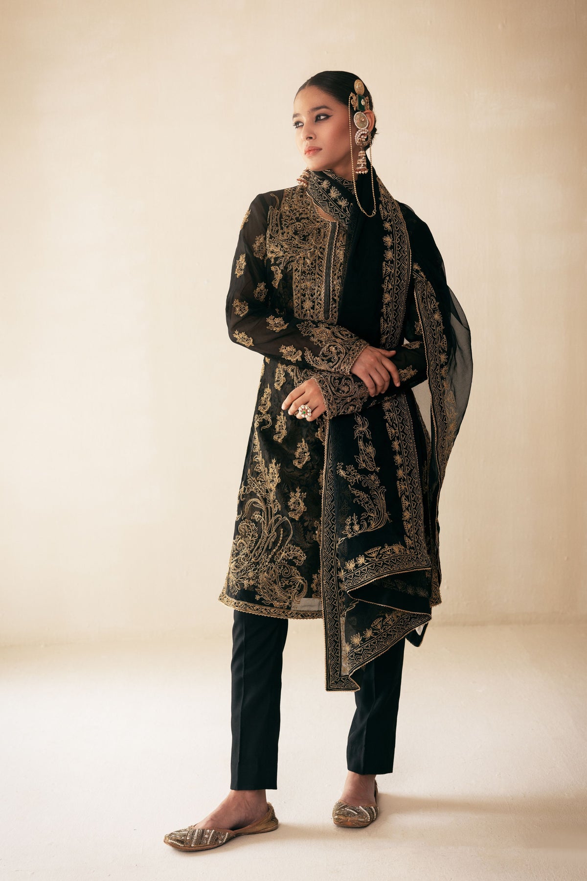 Black Embroidery Kurta Set