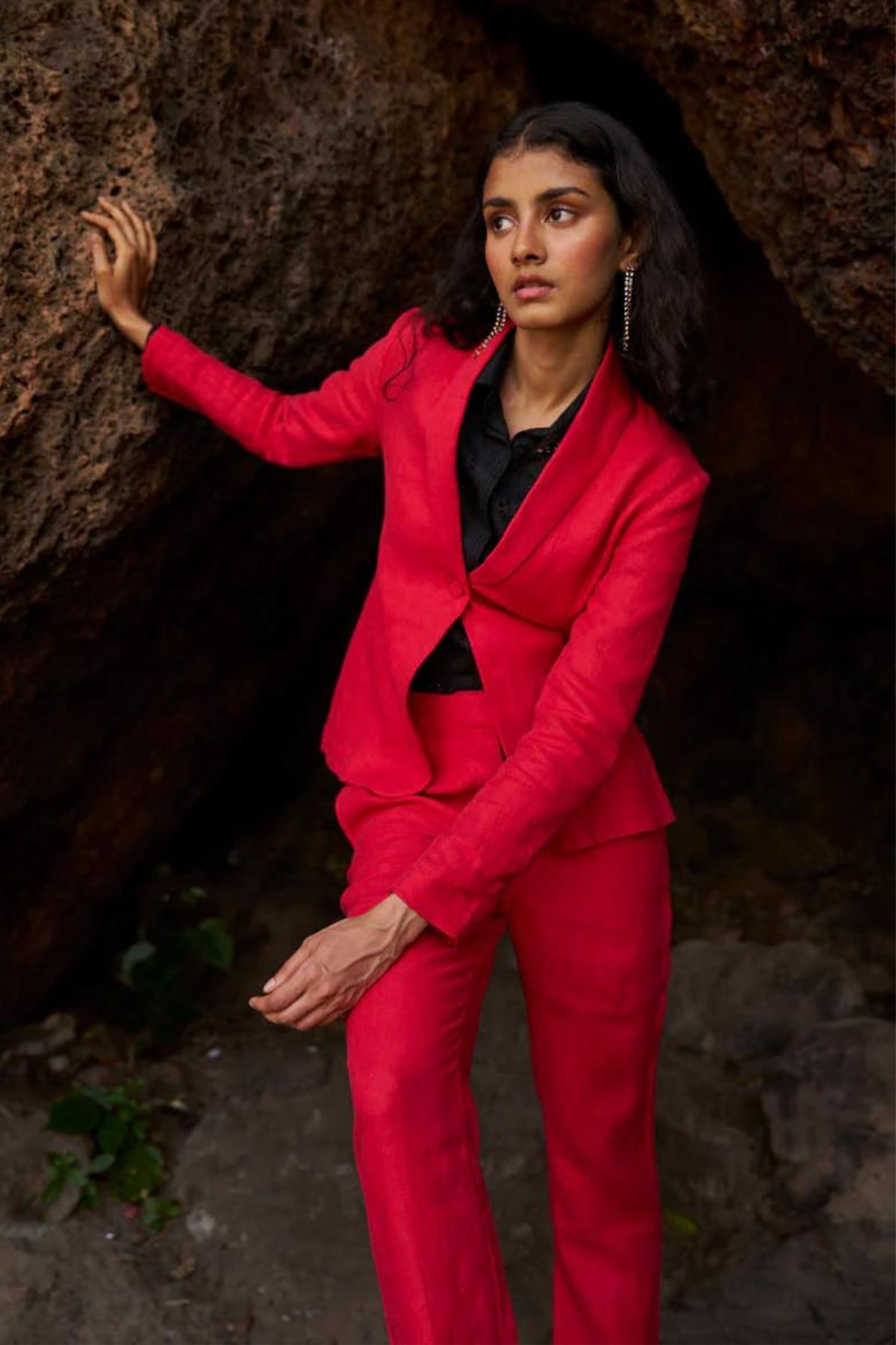 Red Linen Blazer