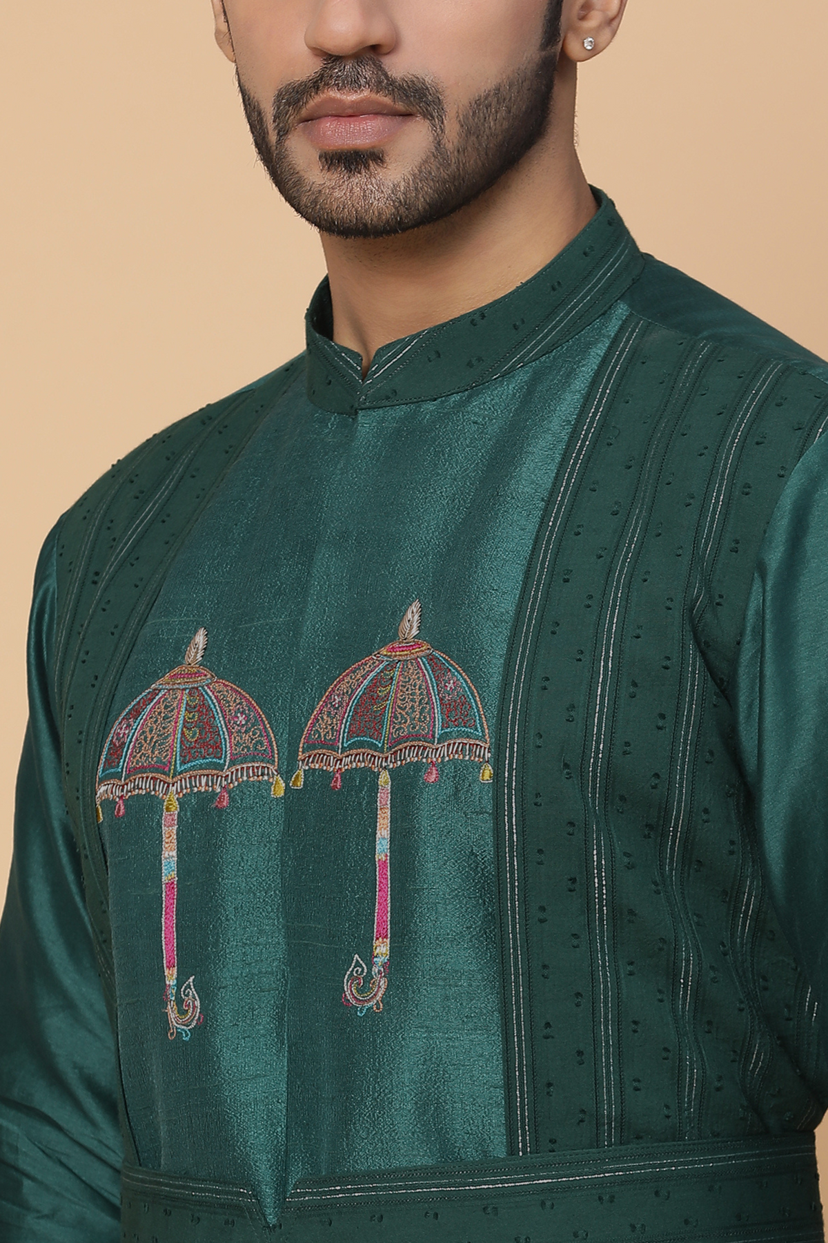 Peacock Green umbrella kurta with churidar