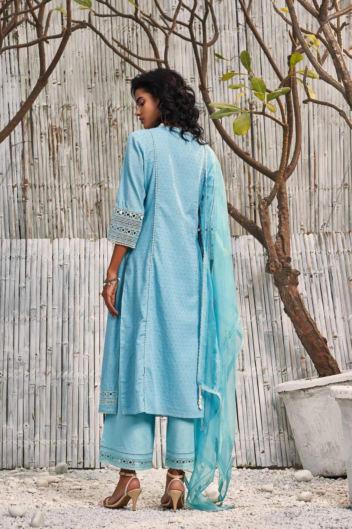 Tropical Blue Cotton Kurta Set