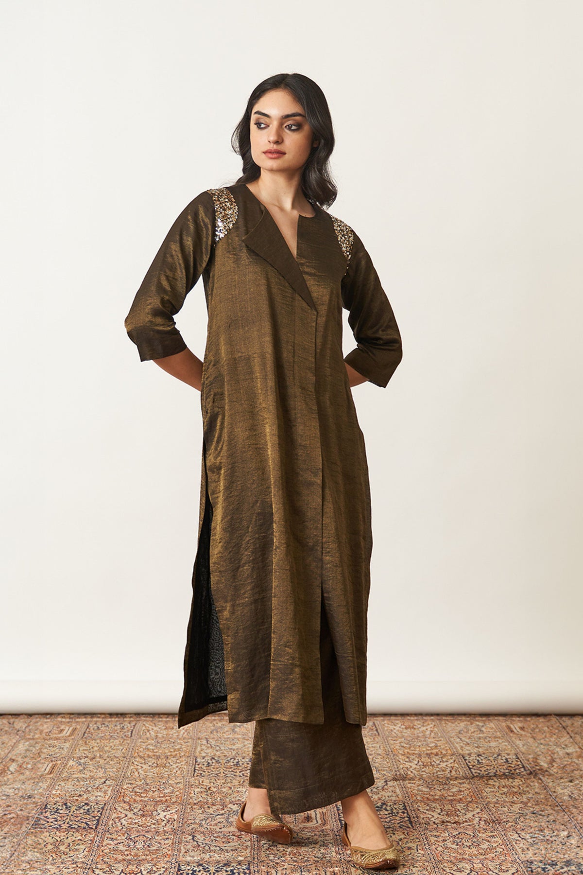 Black and Gold Kurta