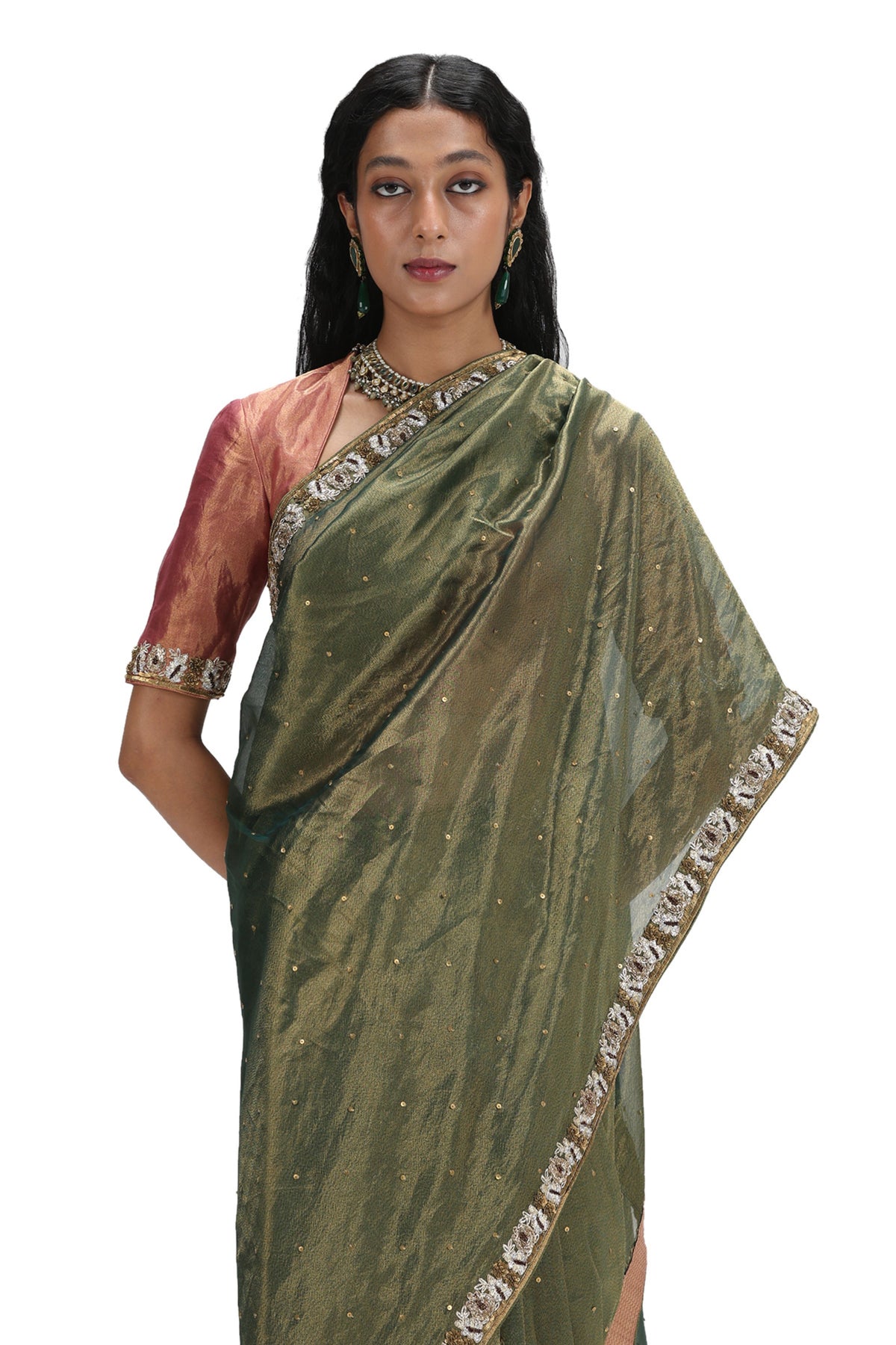 Dhairya Olive Saree Set