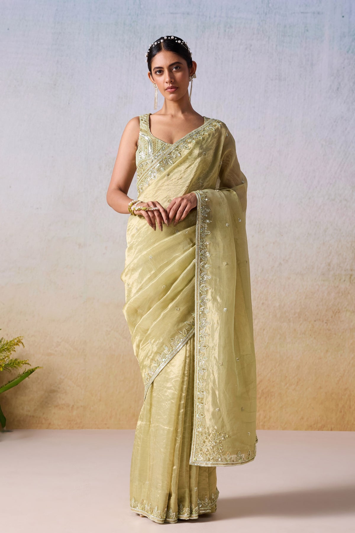 Sage Green Saree