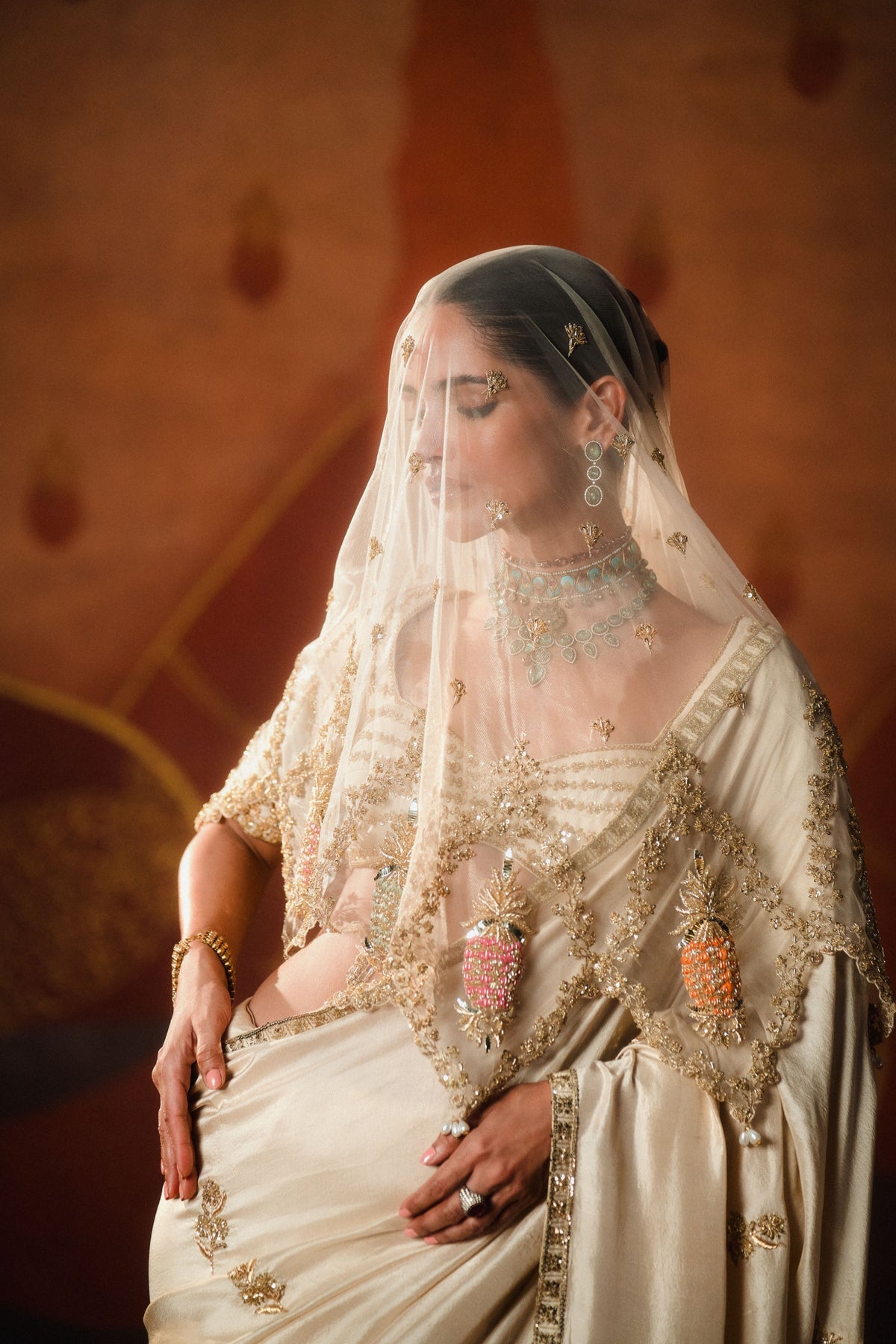 The Bombat Barfi Saree With Veil