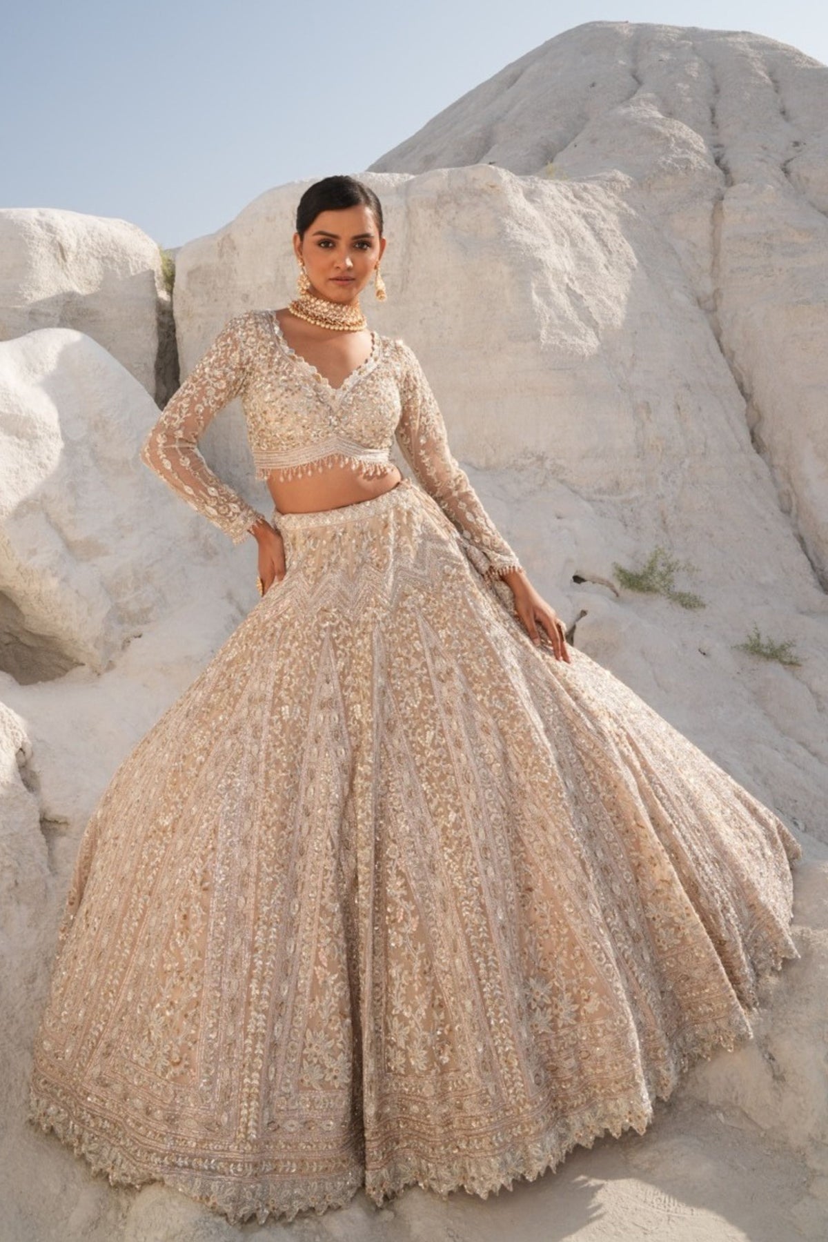 Ivory Gold Embellished Lehenga Set