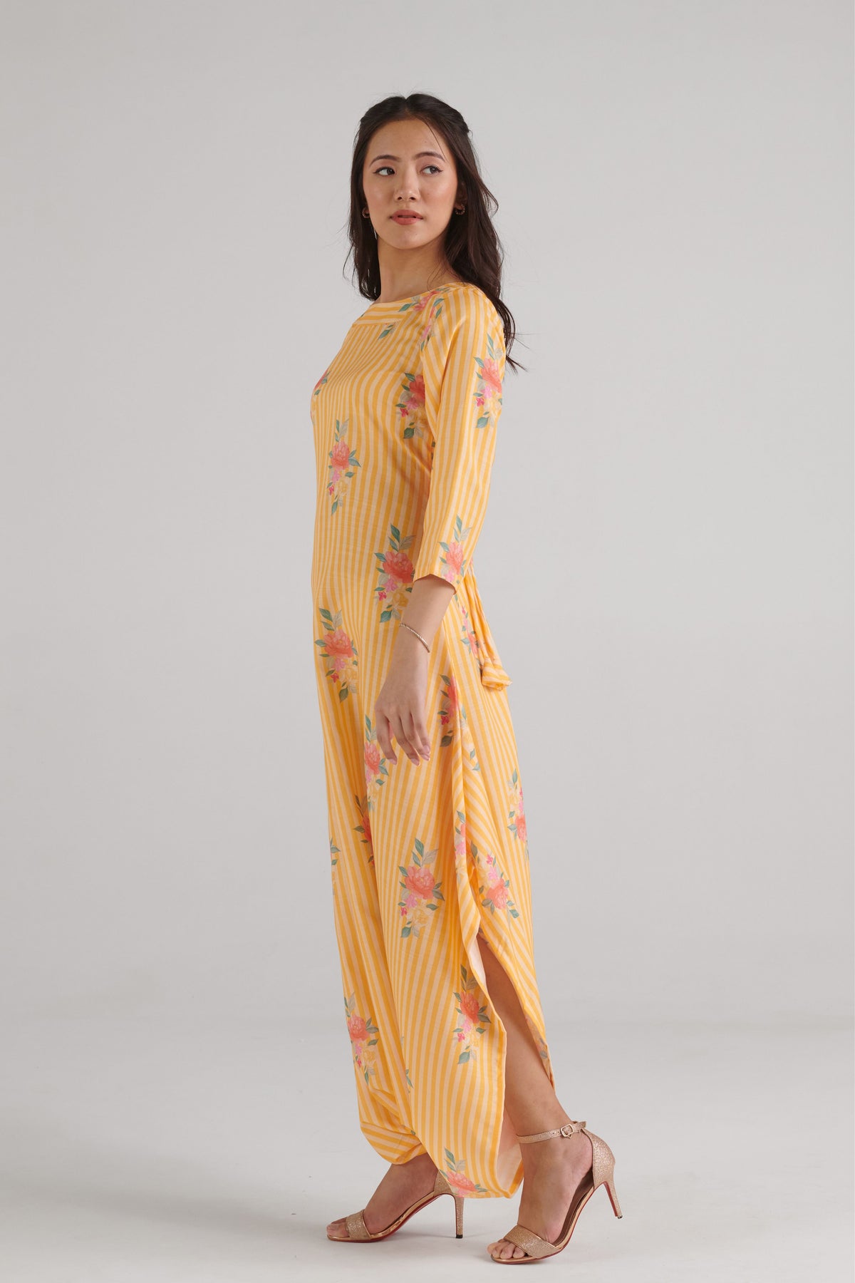 Amber Yellow Striped Dhoti Jumpsuit