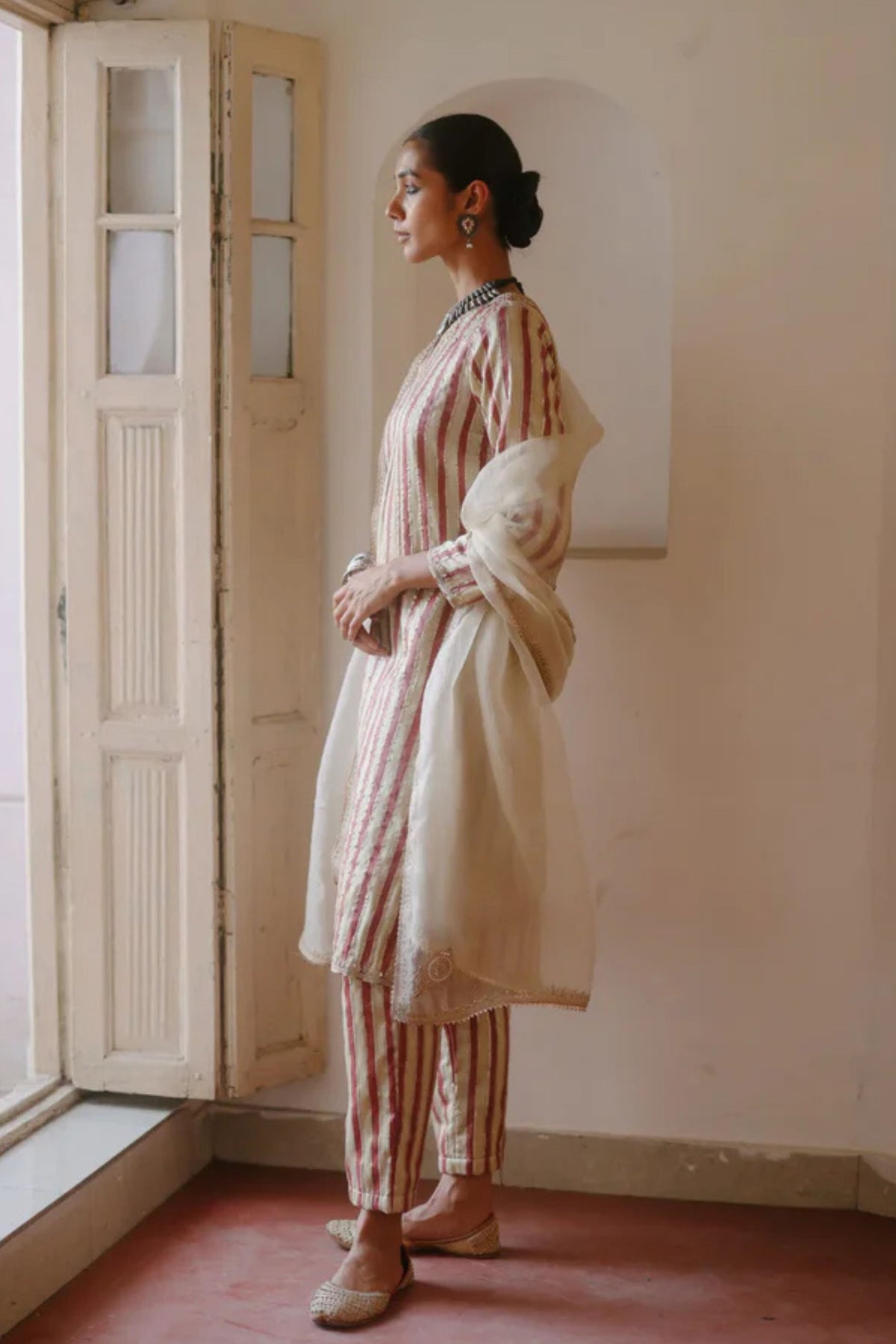 Striped Halfmoon Kurta Set