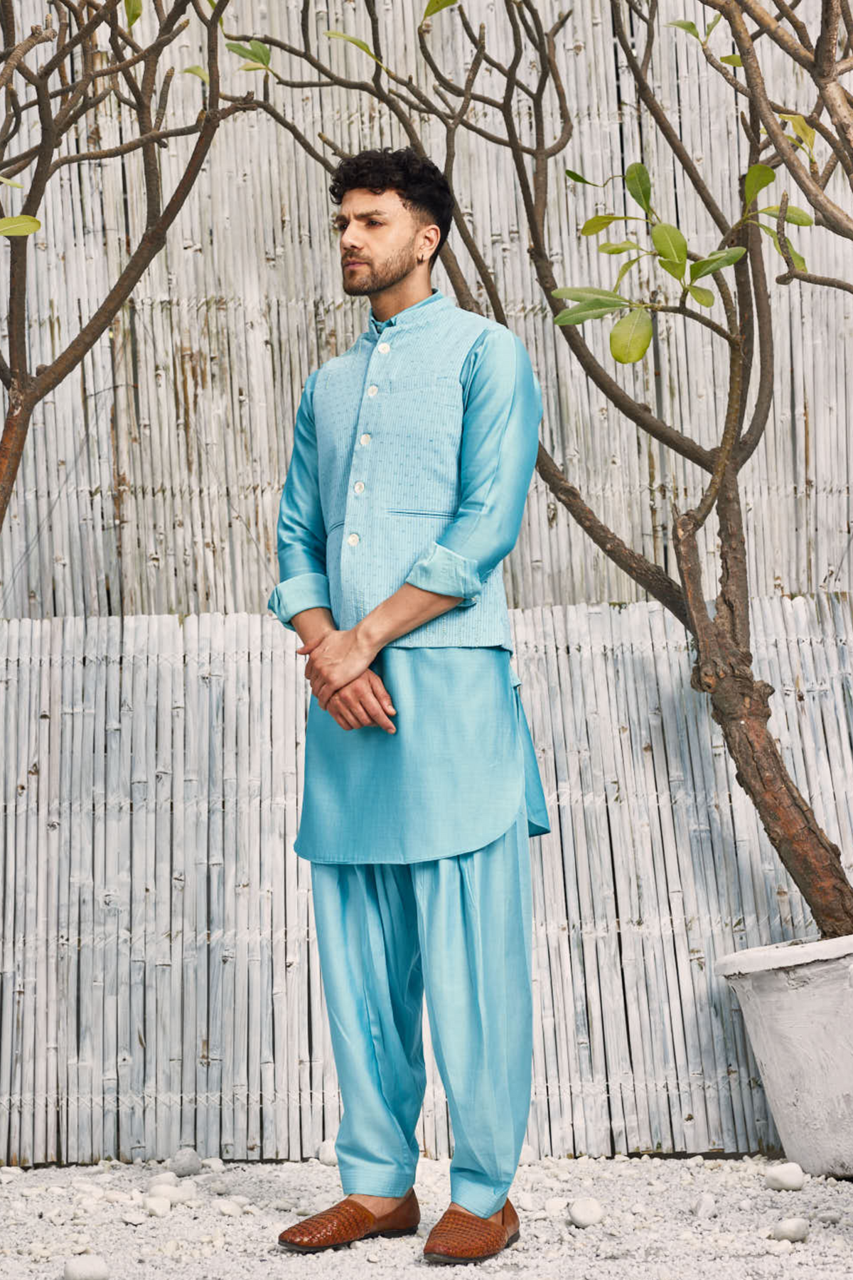 Cotton Blue Bundi Jacket