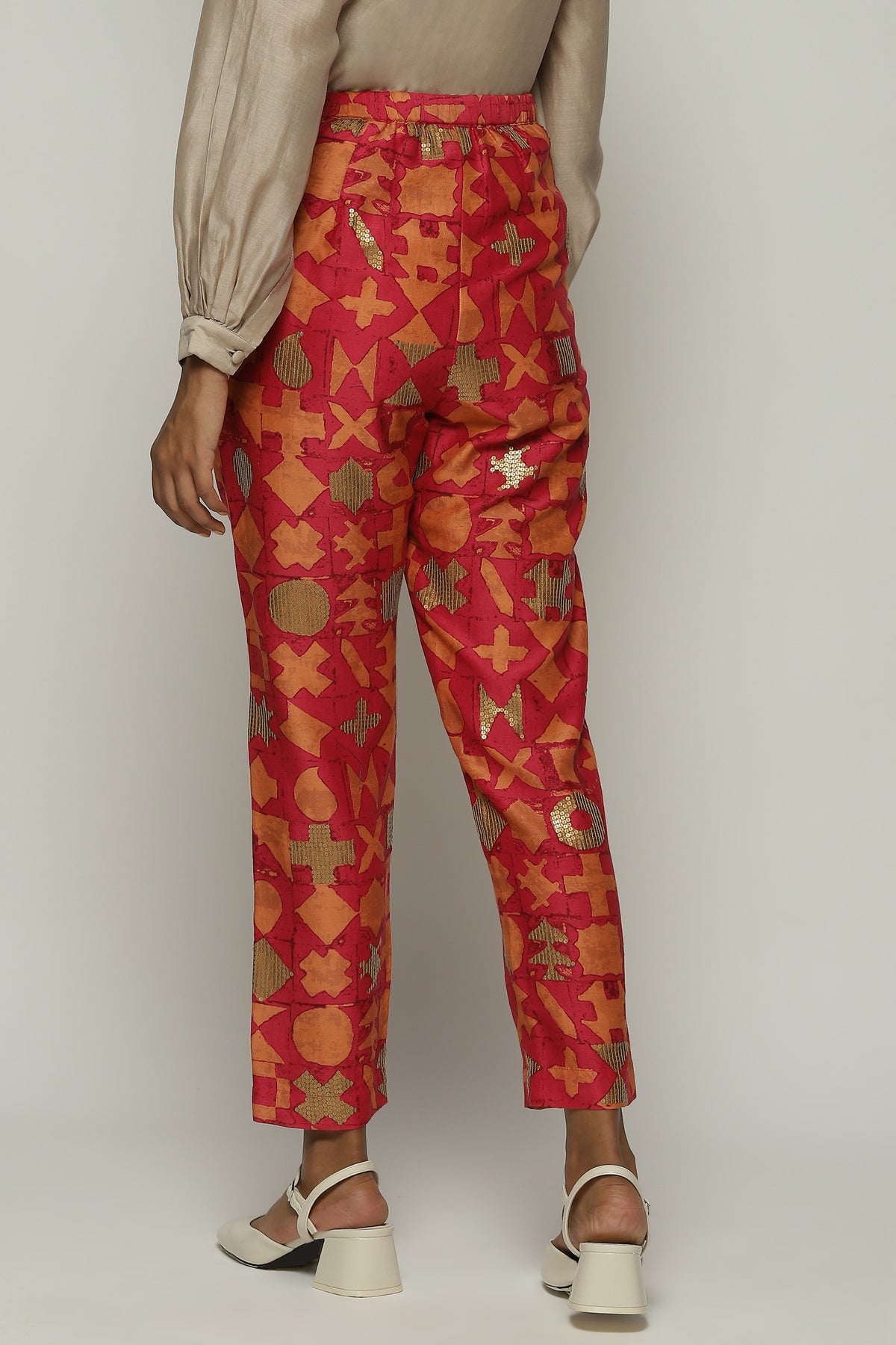 Symbol Print And Sequins Trouser