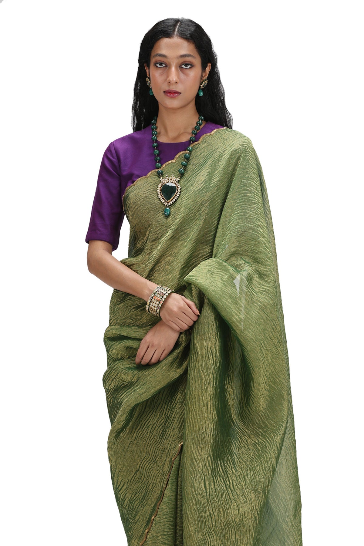 Satkirttih Olive Saree Set