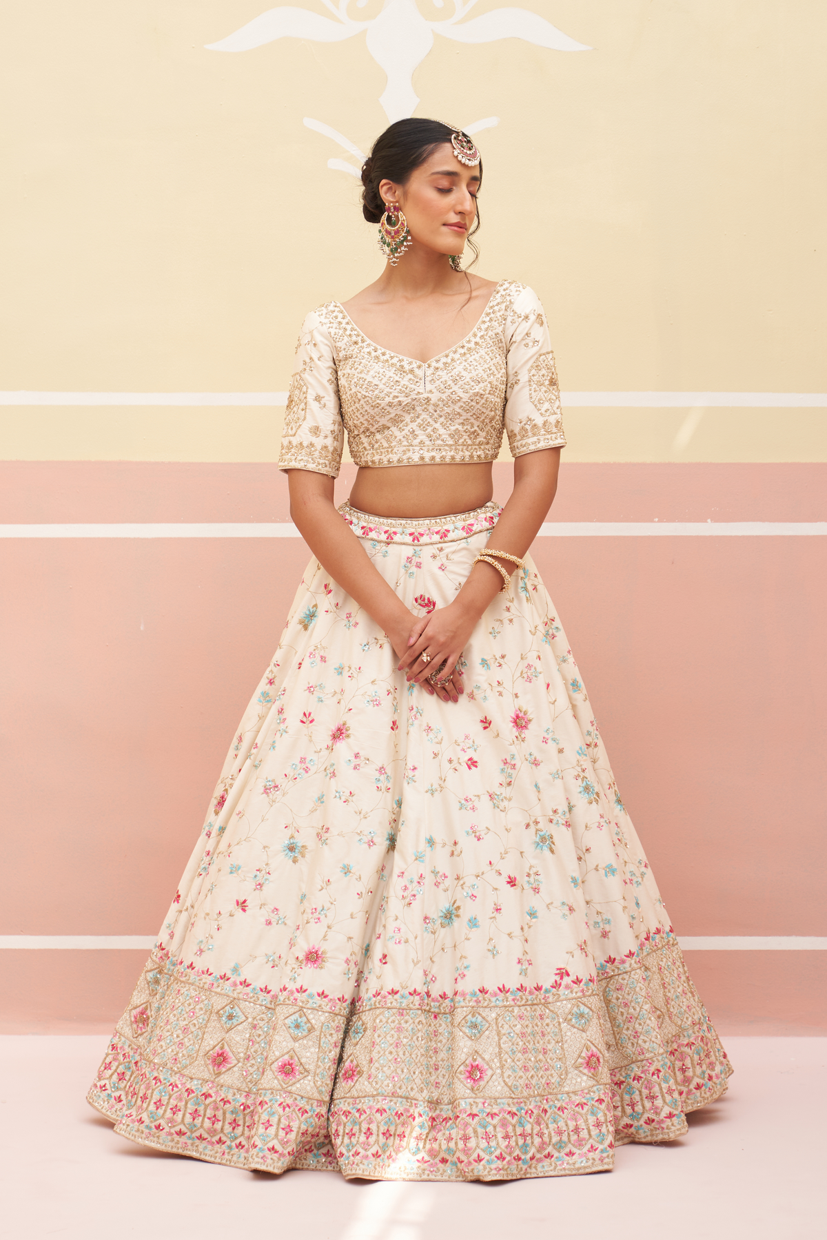 Ivory Silk Lehenga Set