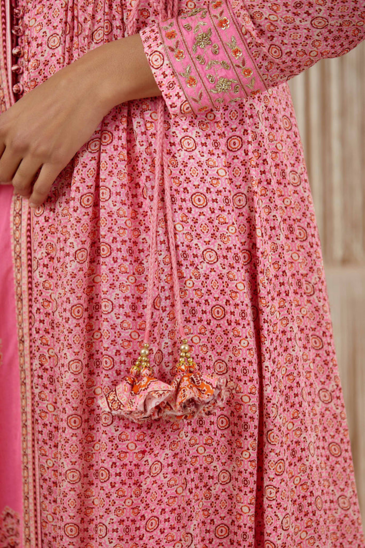 Pink anarkali set