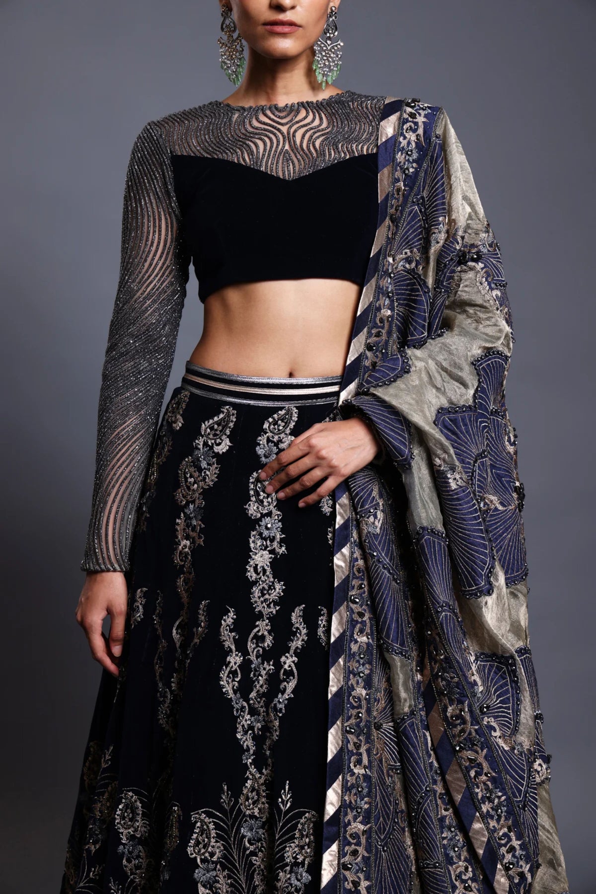 Navy Lehenga Set