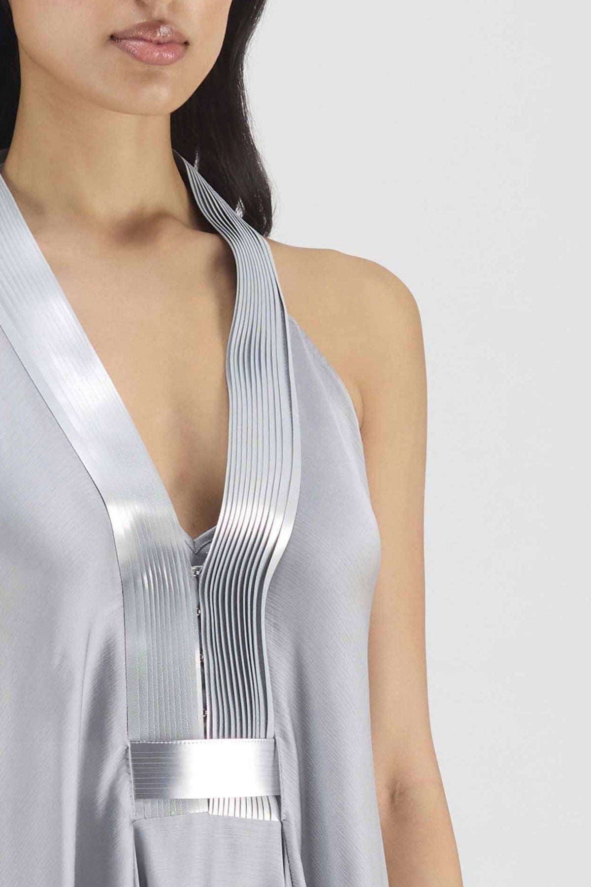 Metallic Steel Layered Gown