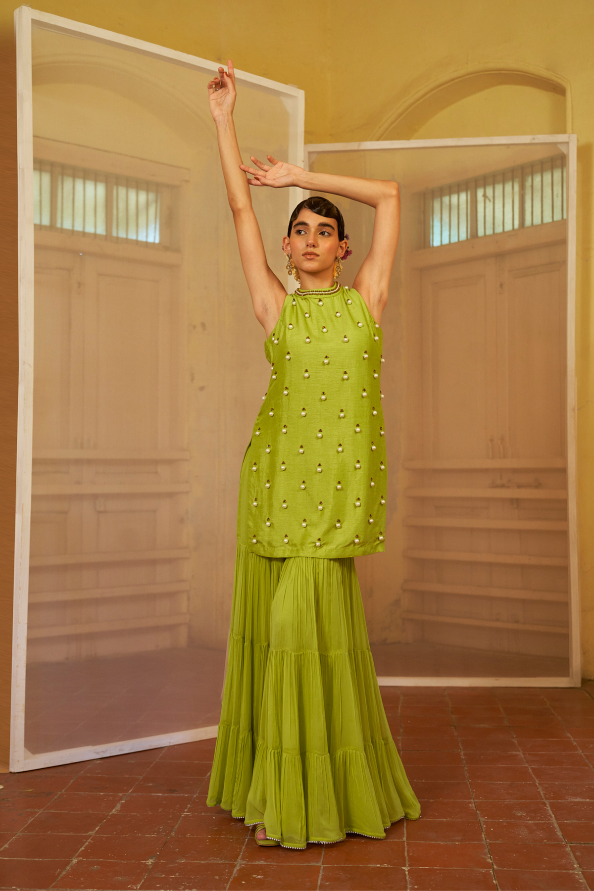 Luminous Lime Sharara Set