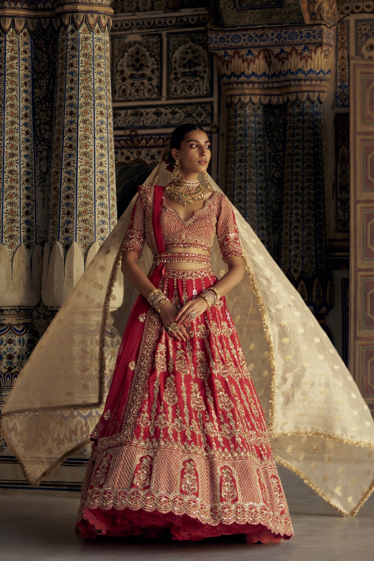 Blood Red Lehenga Choli Set