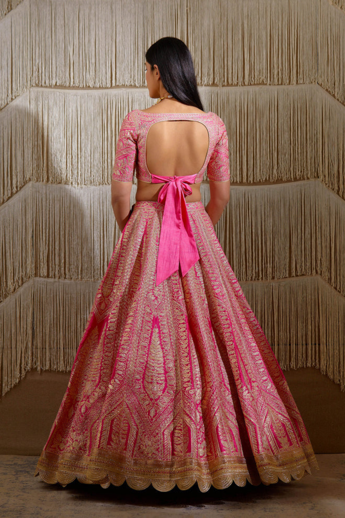 Gota embroidered lehenga in pink