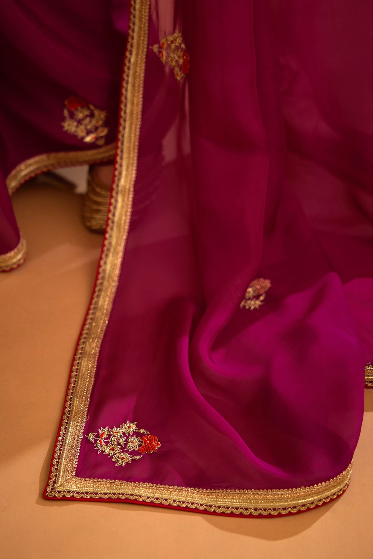 Raspberry pink Saree set