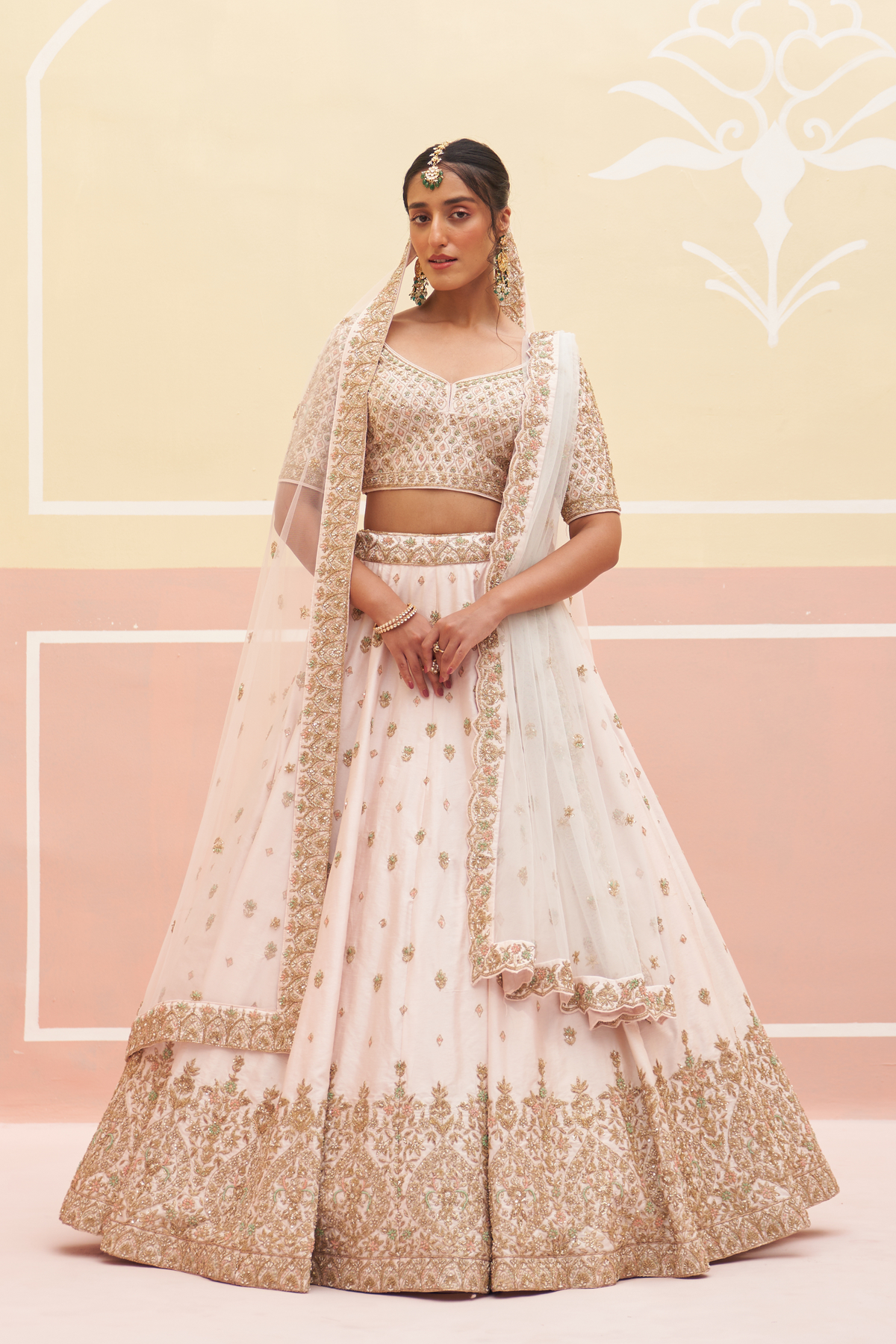 Blush Pink Raw Silk Lehenga Set