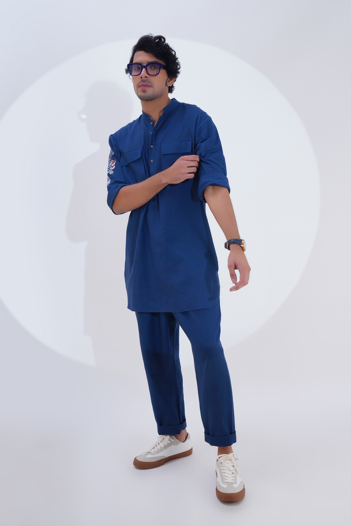 Indigo Linen Kurta Set