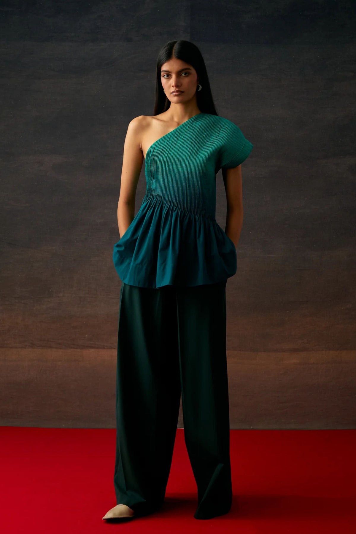 Green Sari Style Trousers