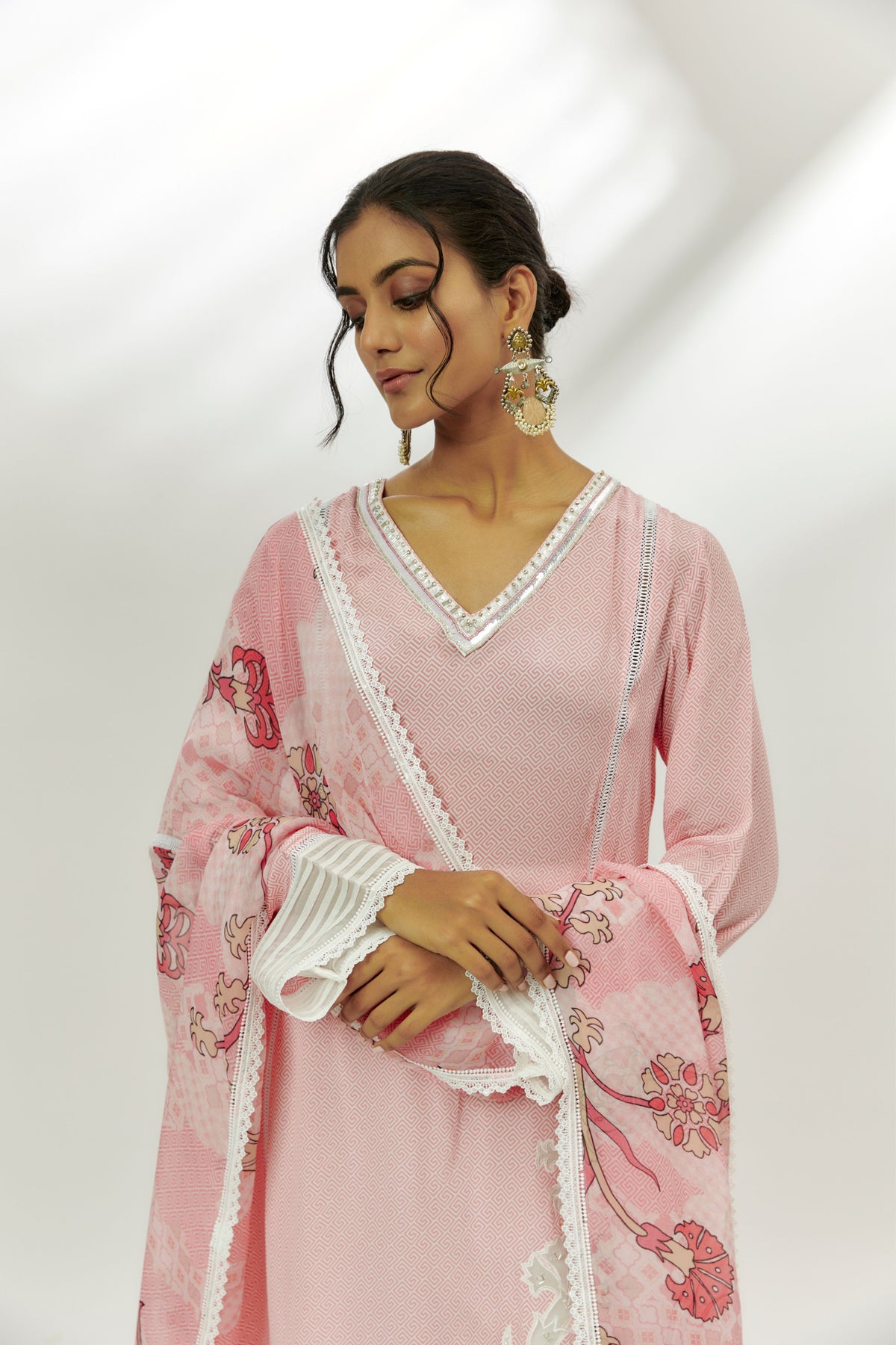 Pastel Pink Printed Kurta Set