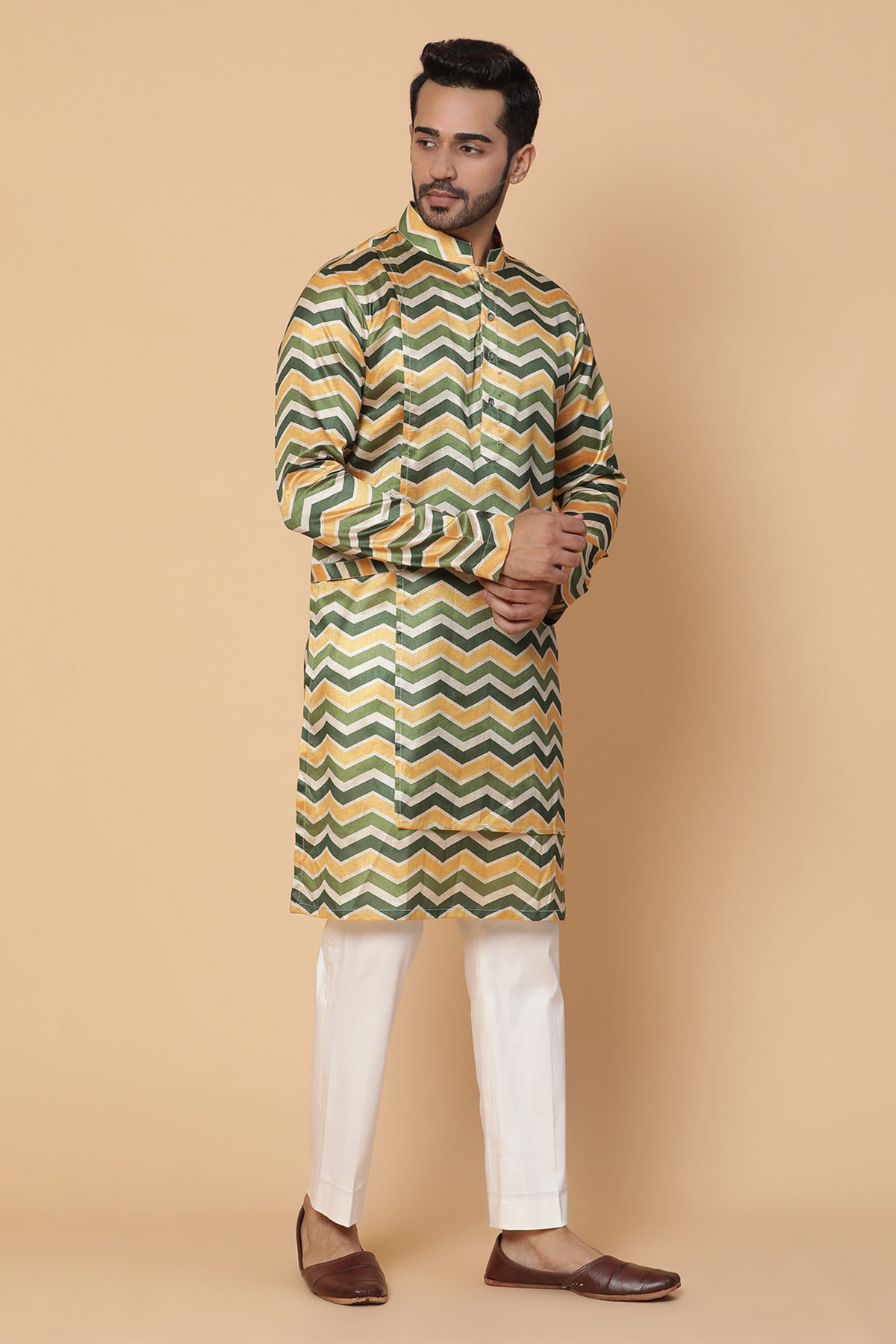 Cheveron silk kurta