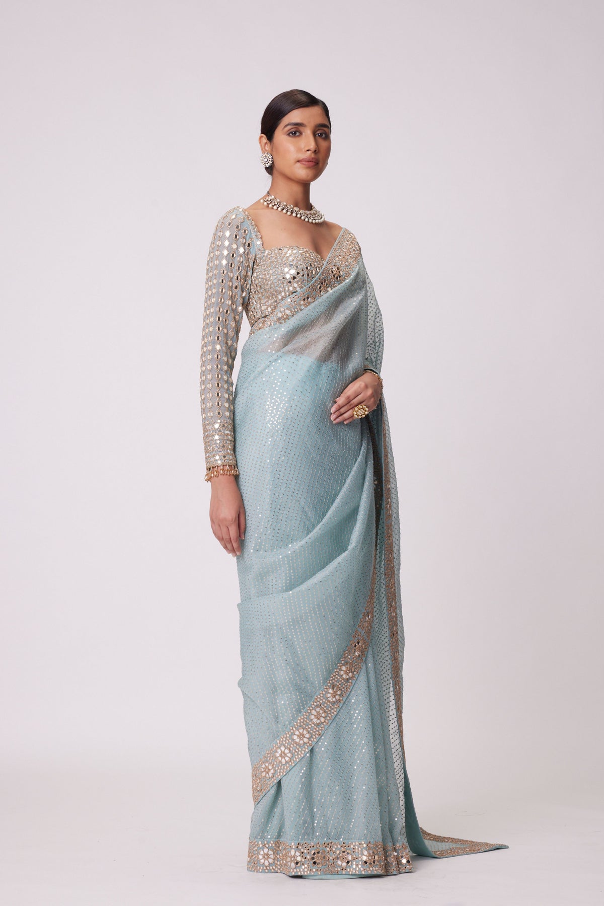 Powder Blue Saree Set