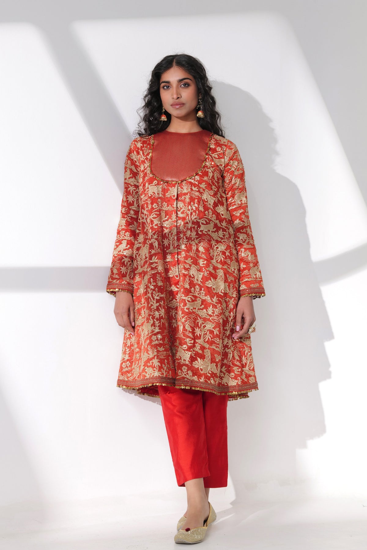 Red Embroidery Kurta