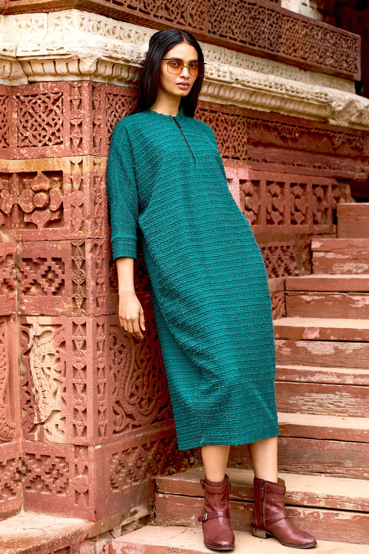 Emerald Knit Midi Dress