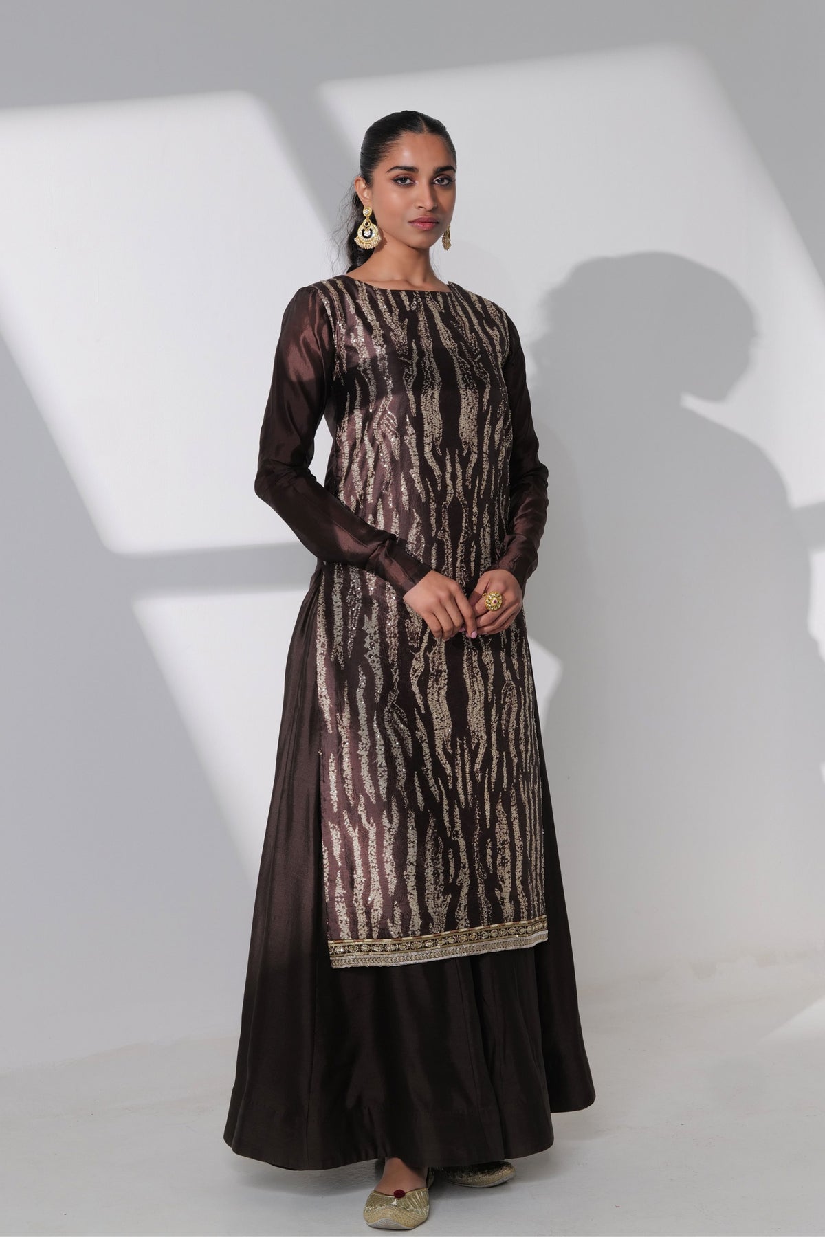 Brown Embroidery Kurta Set