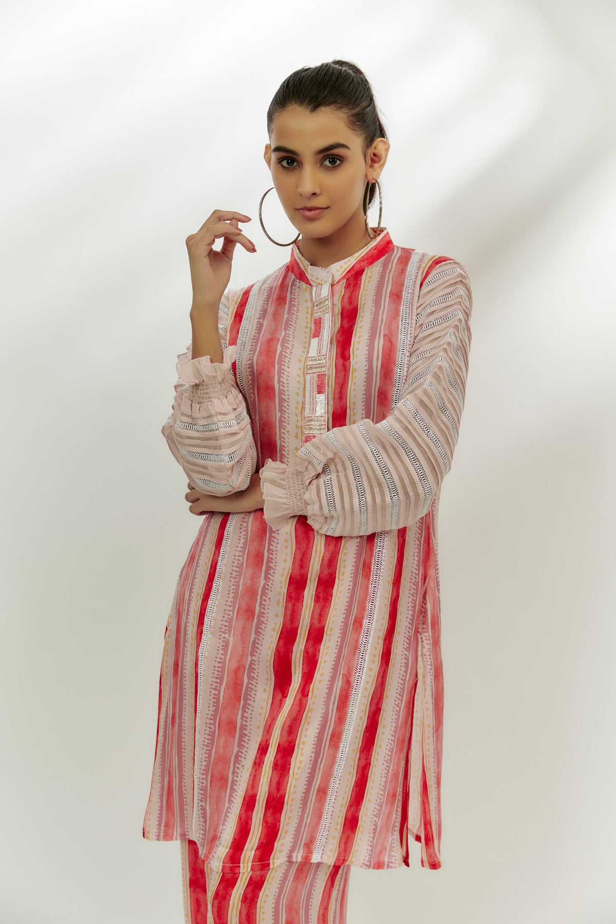 Pastel Pink Printed Kurta and Pants Set