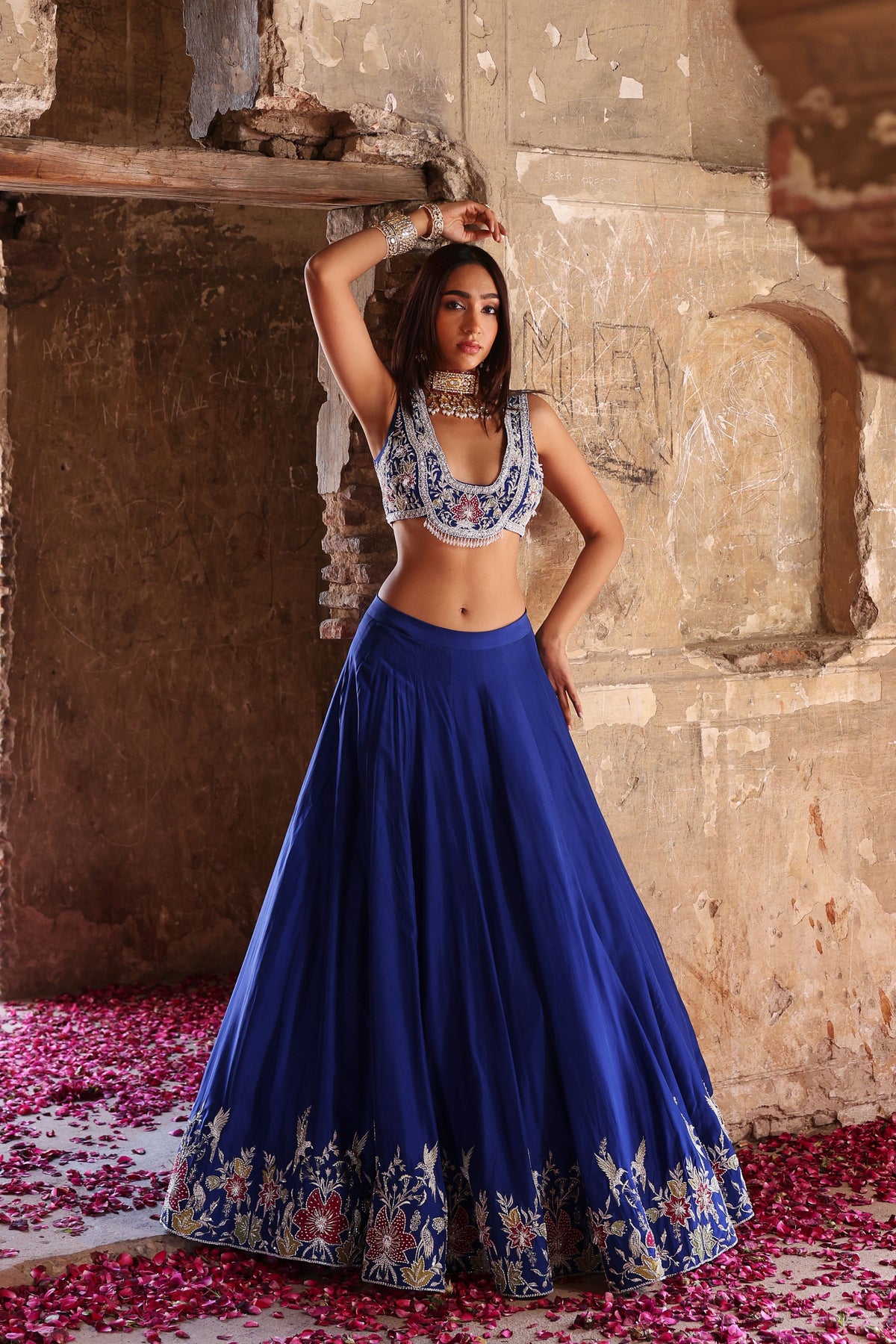 Meera Lehenga in Electric Blue