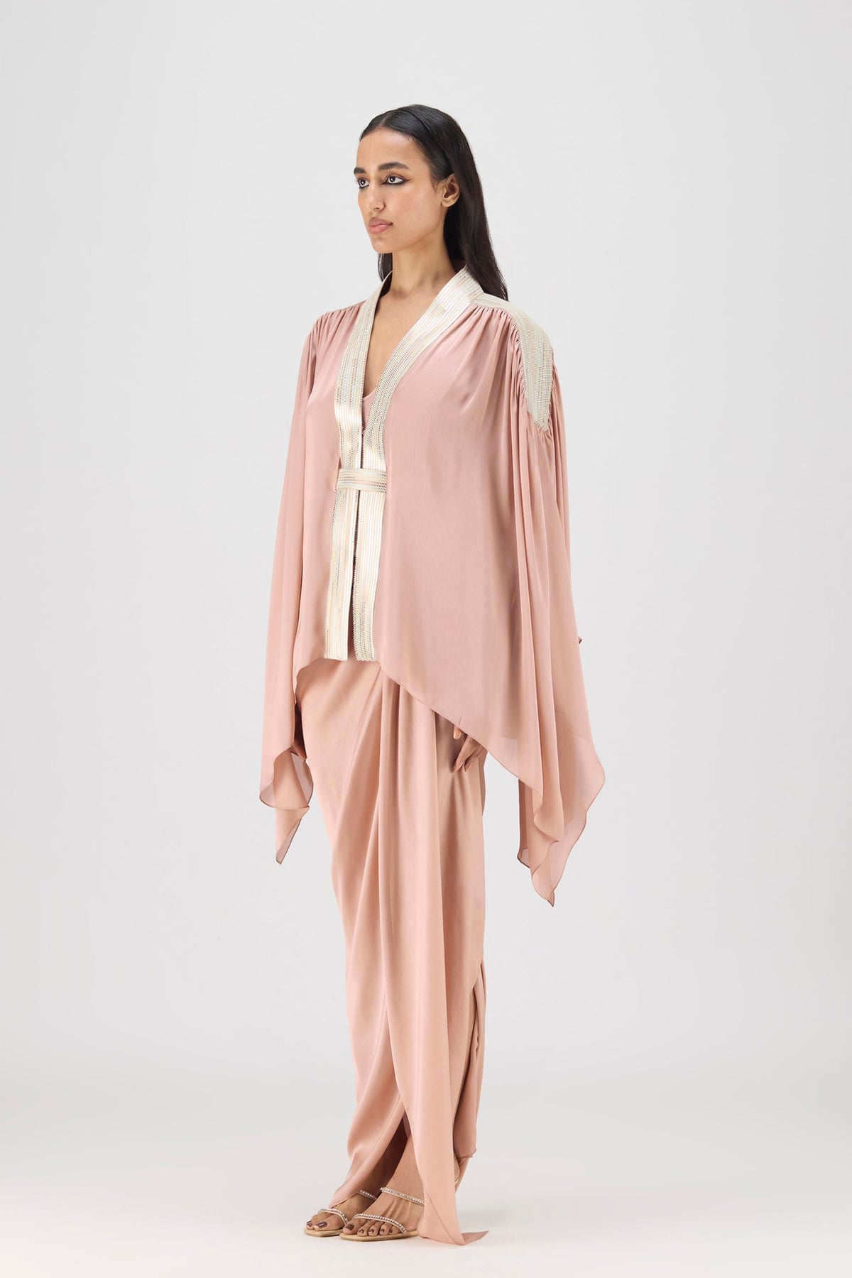 Rose Metallic Structured Cape Set