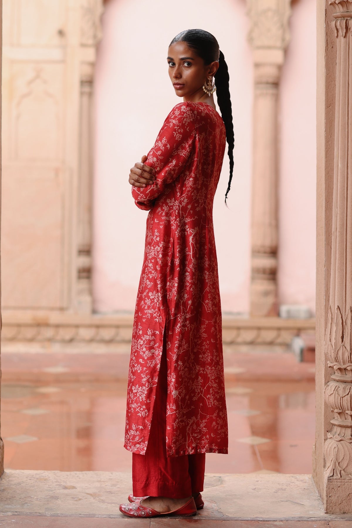 Red Zardosi Embroidered Kurta Set