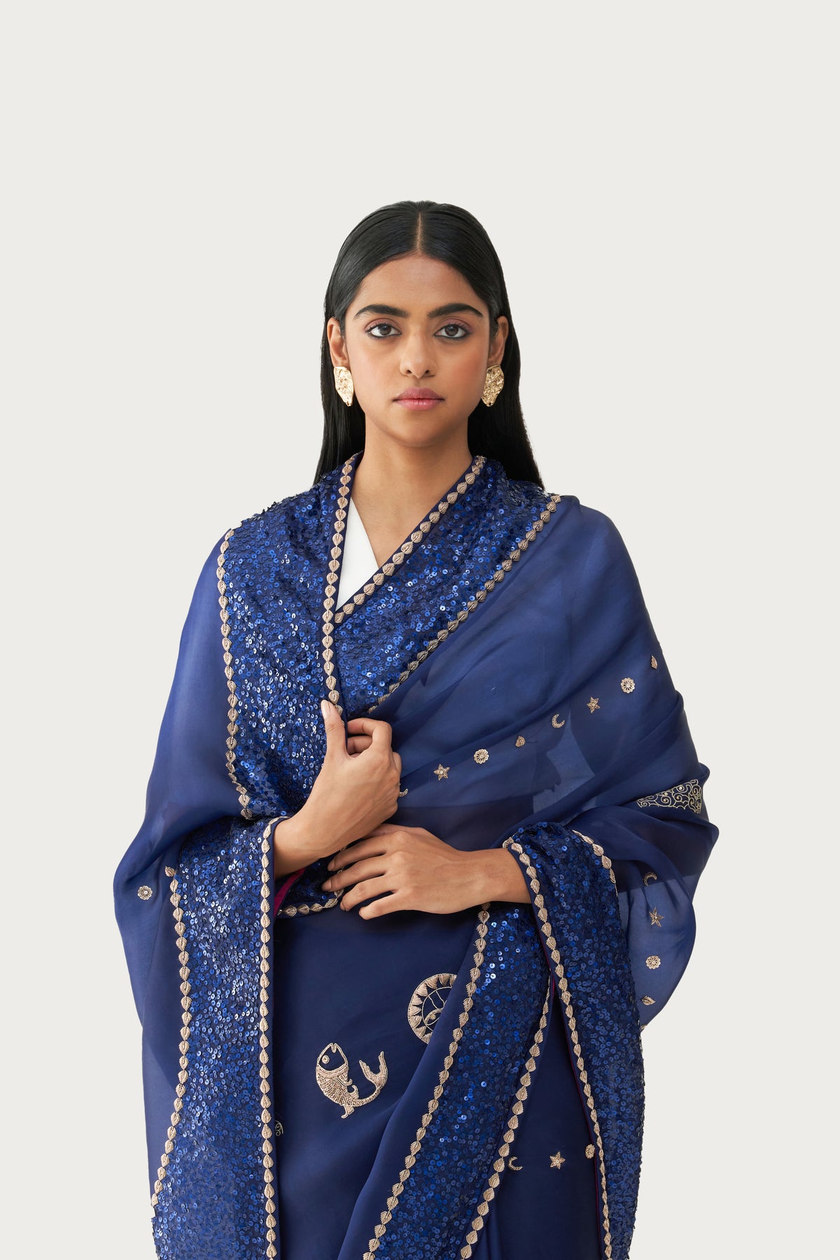 Cosmic sapphire saree