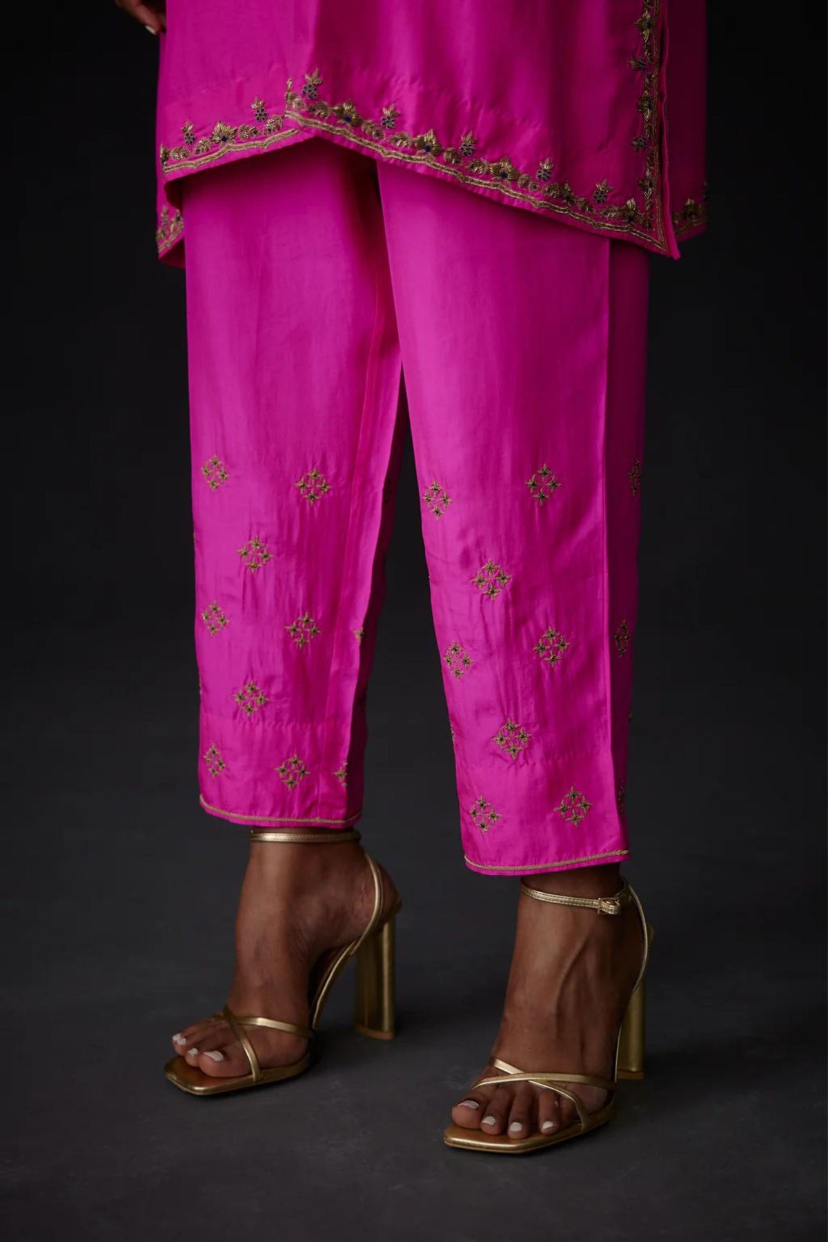 Hot Pink Embroidered Tunic Wiith Trouser