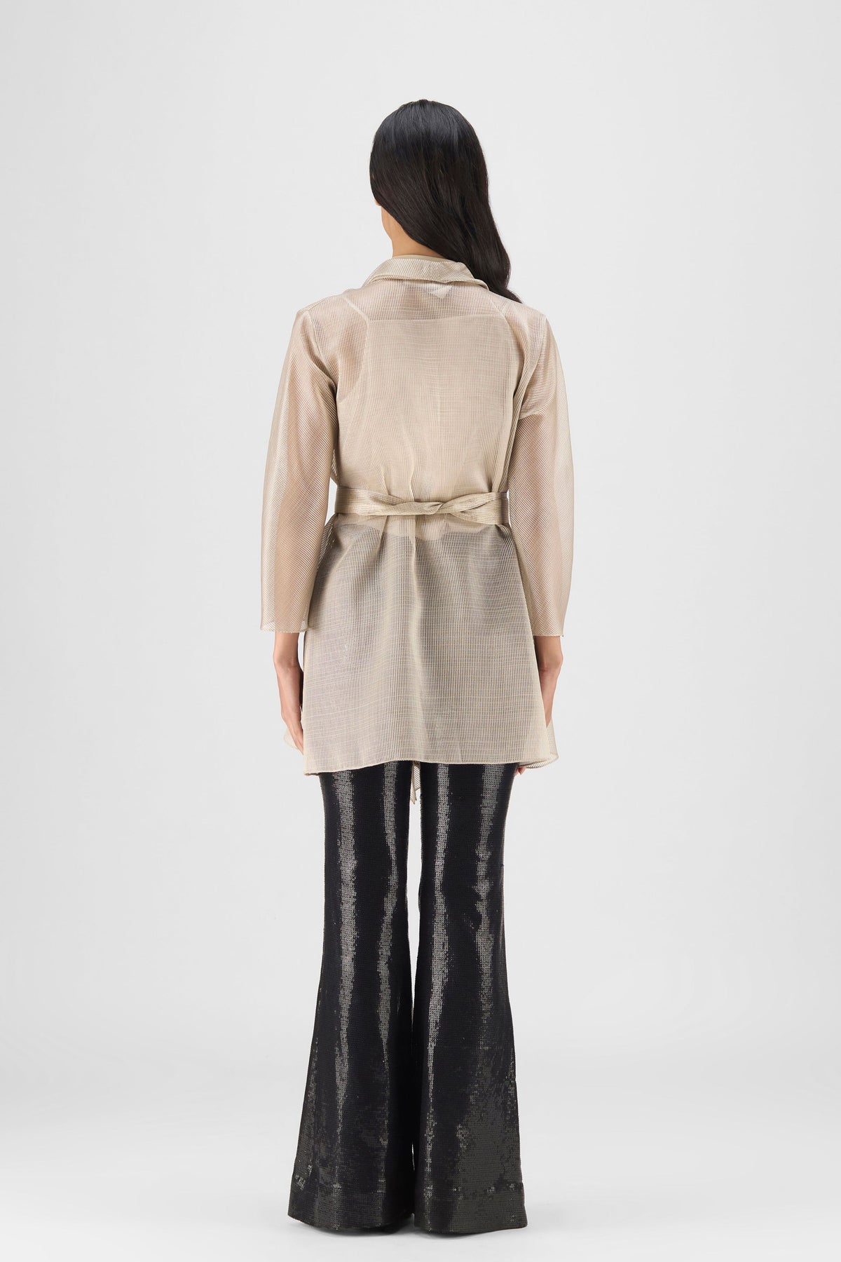 Metallic Draped Shirt in Sand