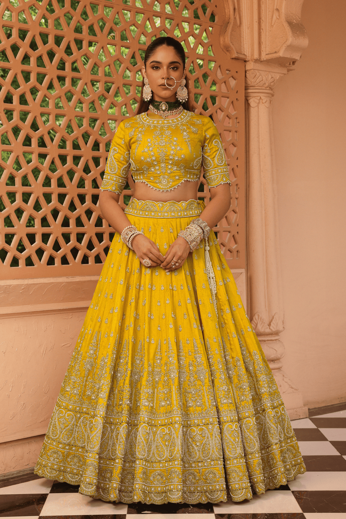 Uzma Mustard Lehenga Set