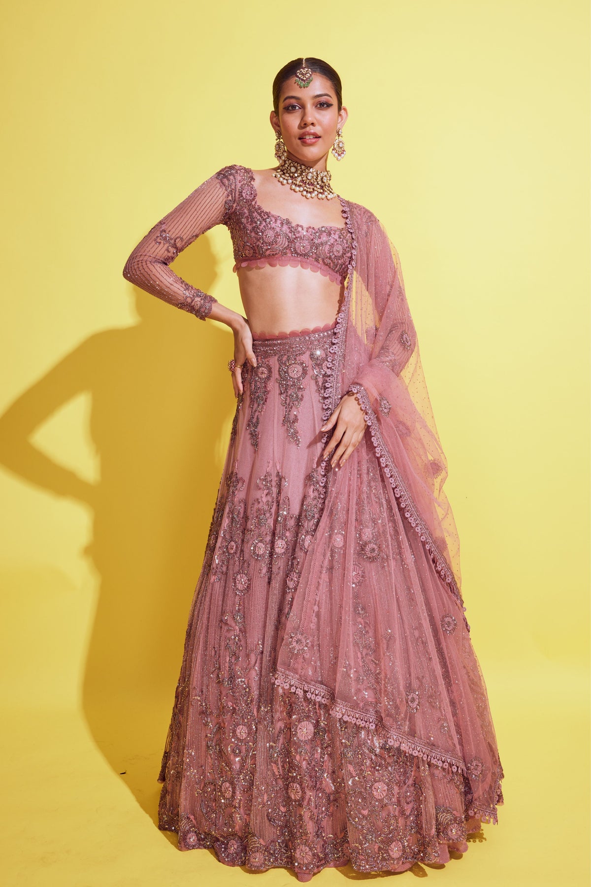 Dusty Onion Pink Lehenga Set