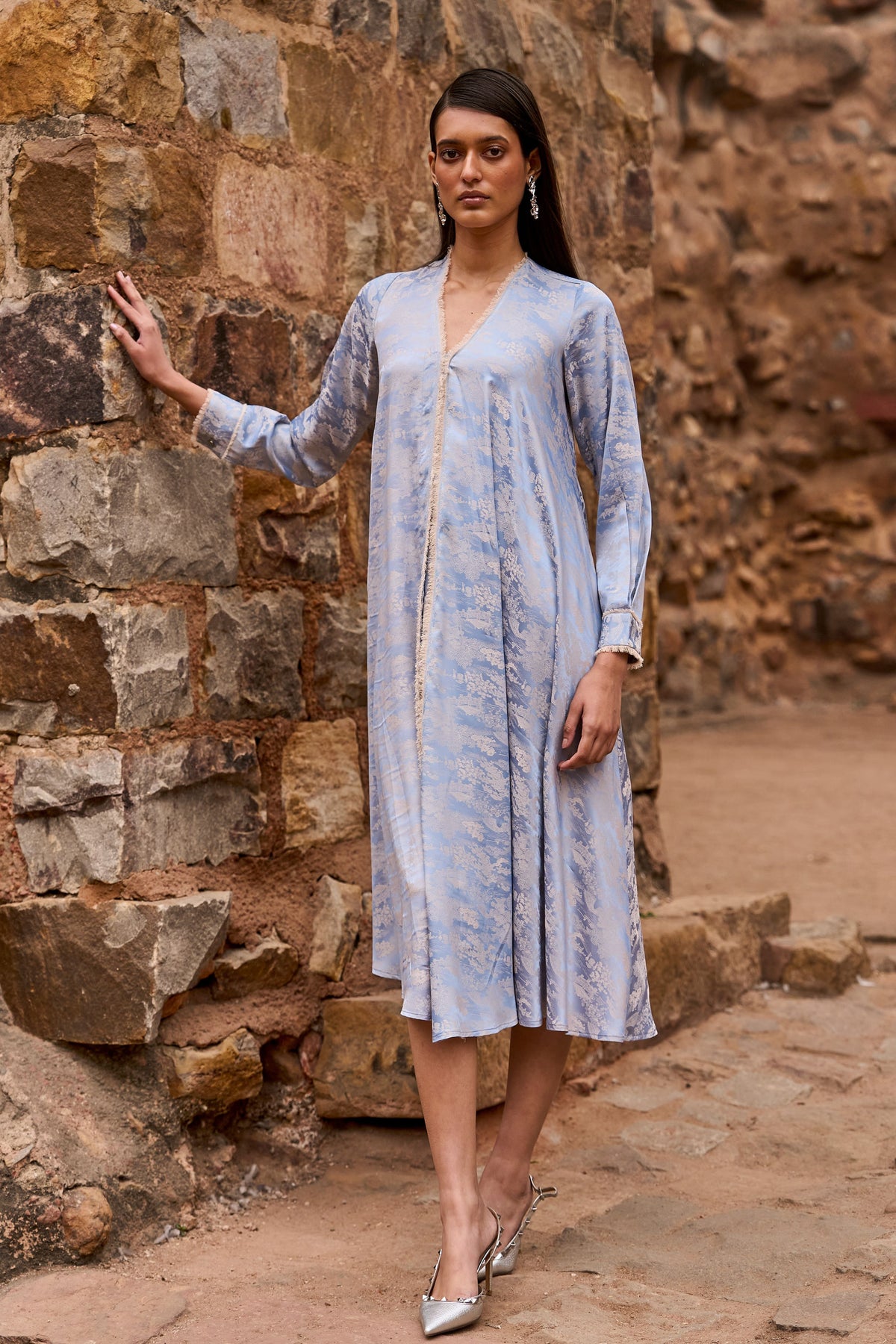 A-line Patterned Shirt Dress