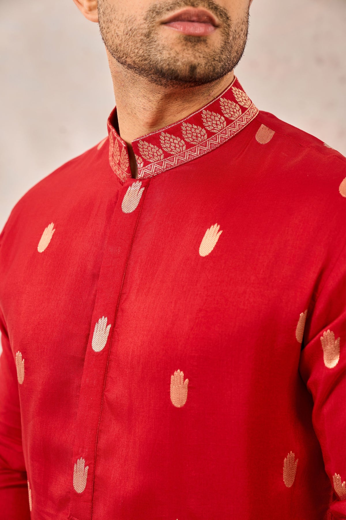 Red Haaath Phool Kurta