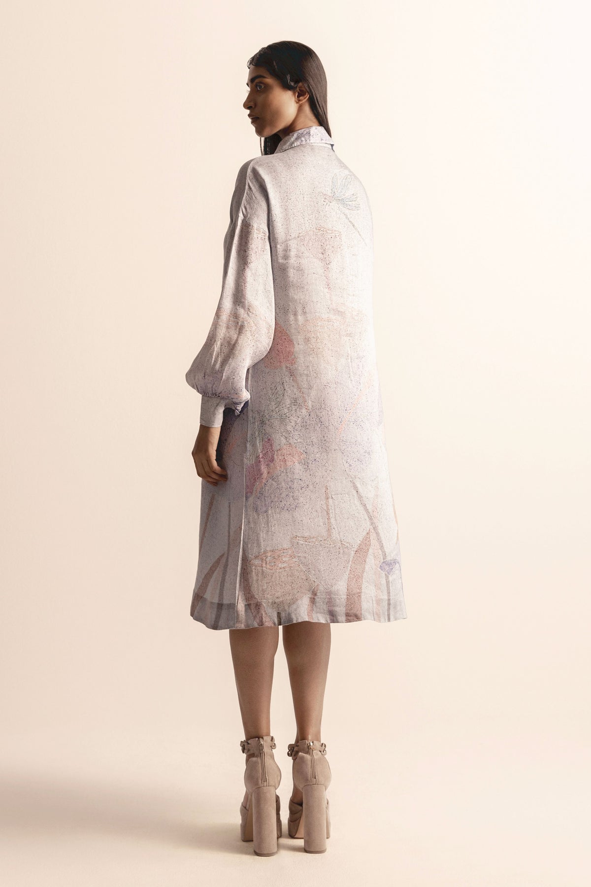 Lotus Pond Graphic Shirt Dress