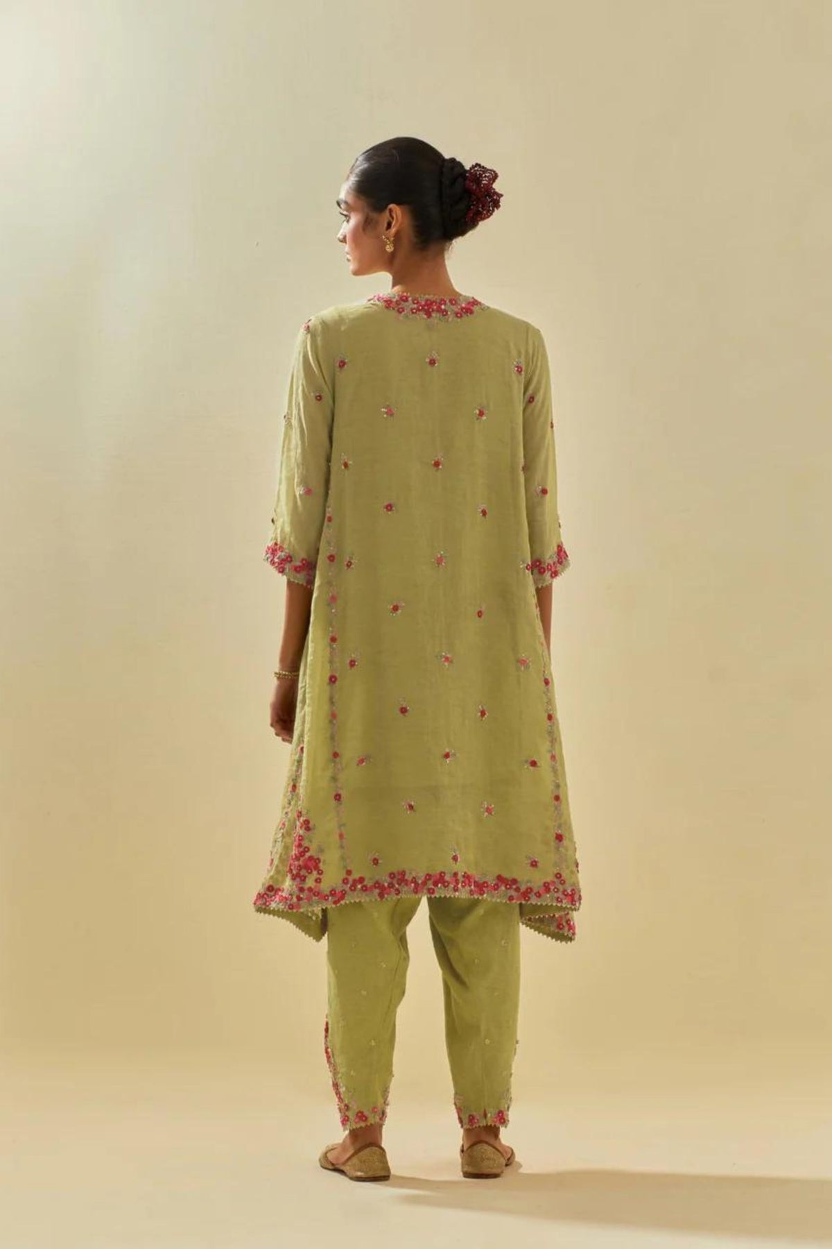 Green Kalidar Kurta Set