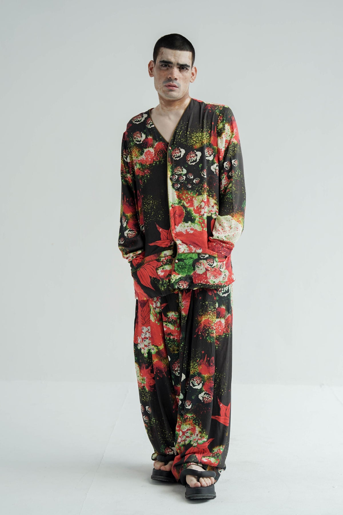 Red Florid Mens Co-ord Set