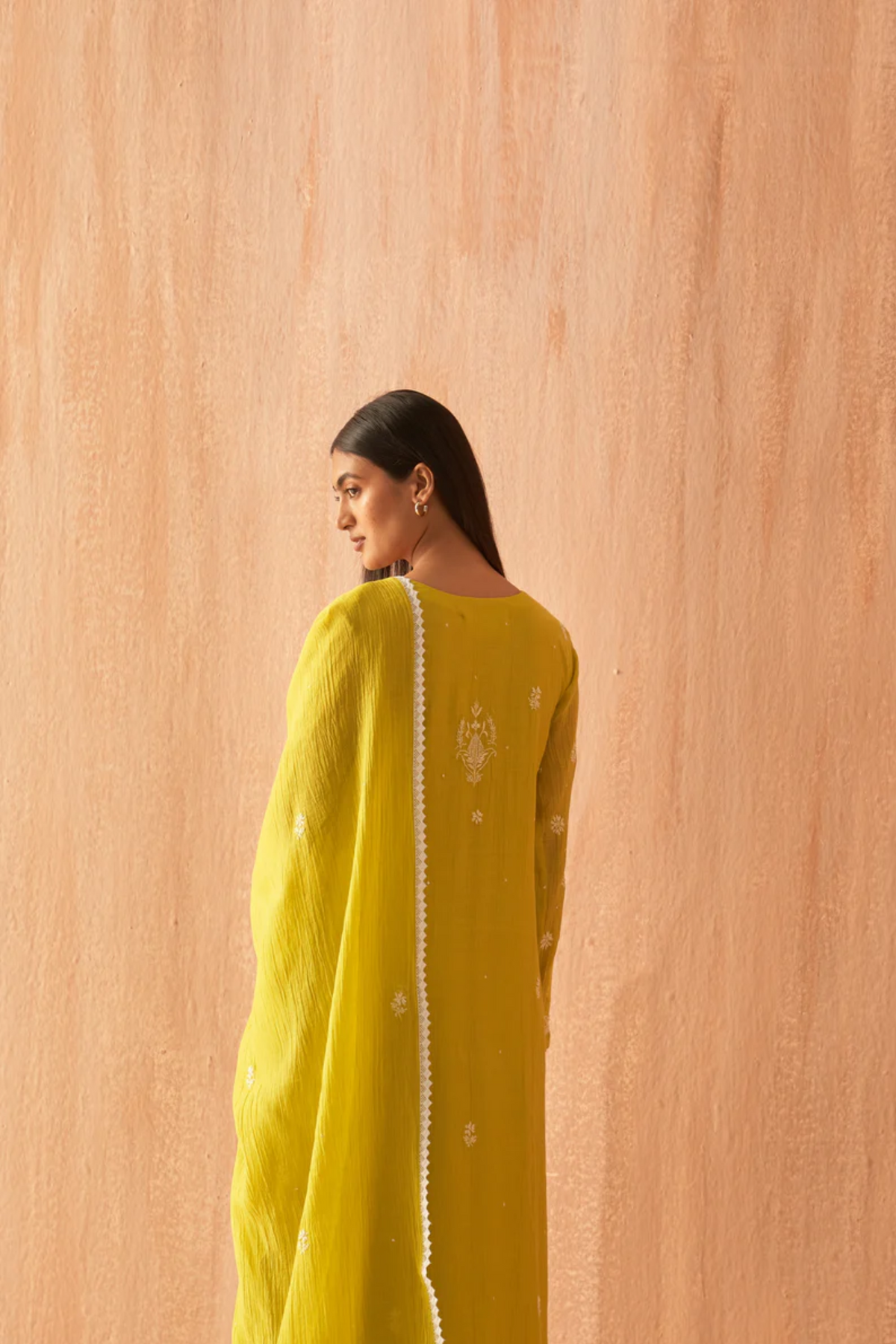 Lime Green Mul Chanderi Kurta