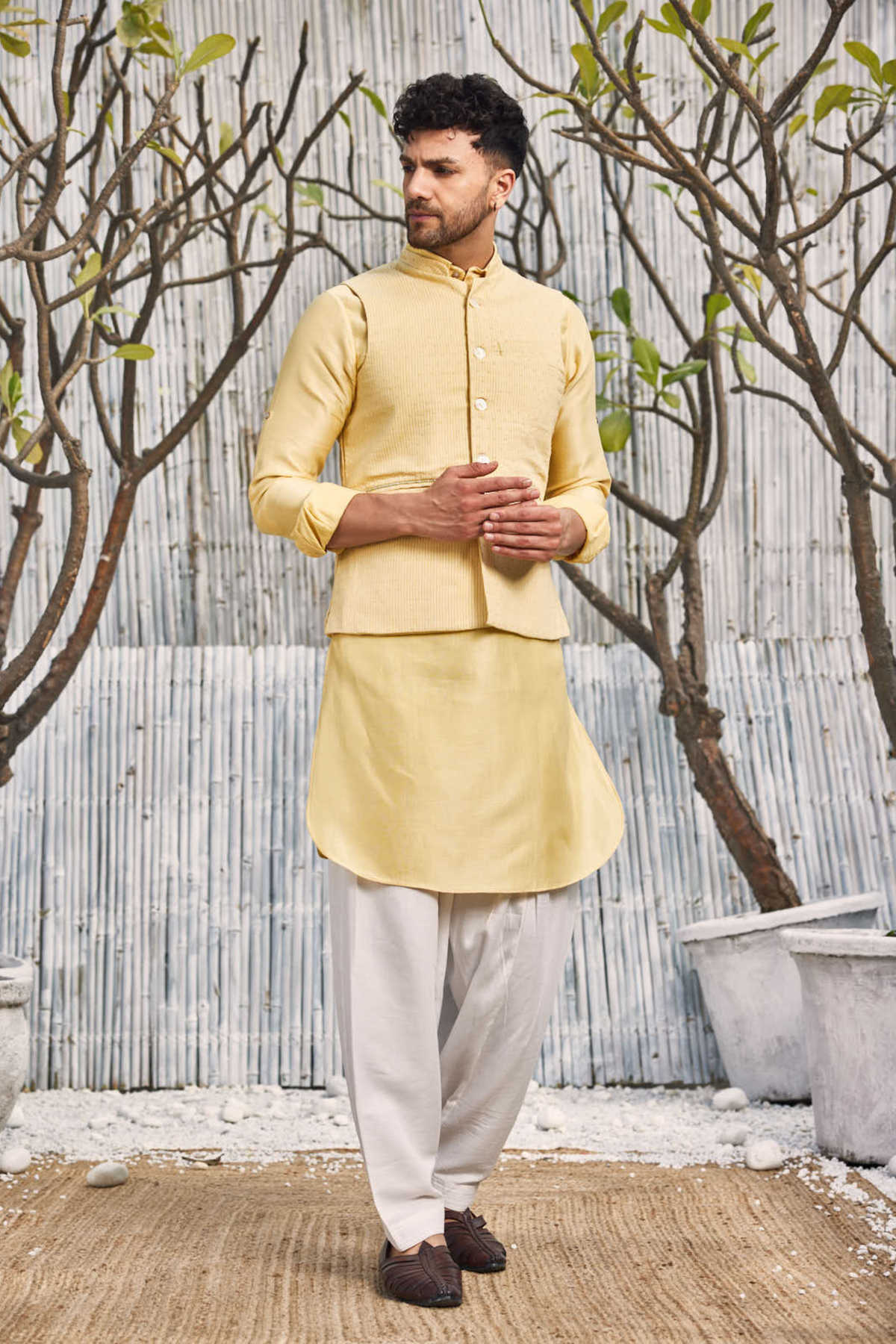 Cotton Yellow Bundi Jacket